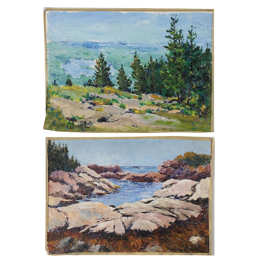 Xavier J. Barile 1969 Landscape Oil Paintings "Southwest from Hill"