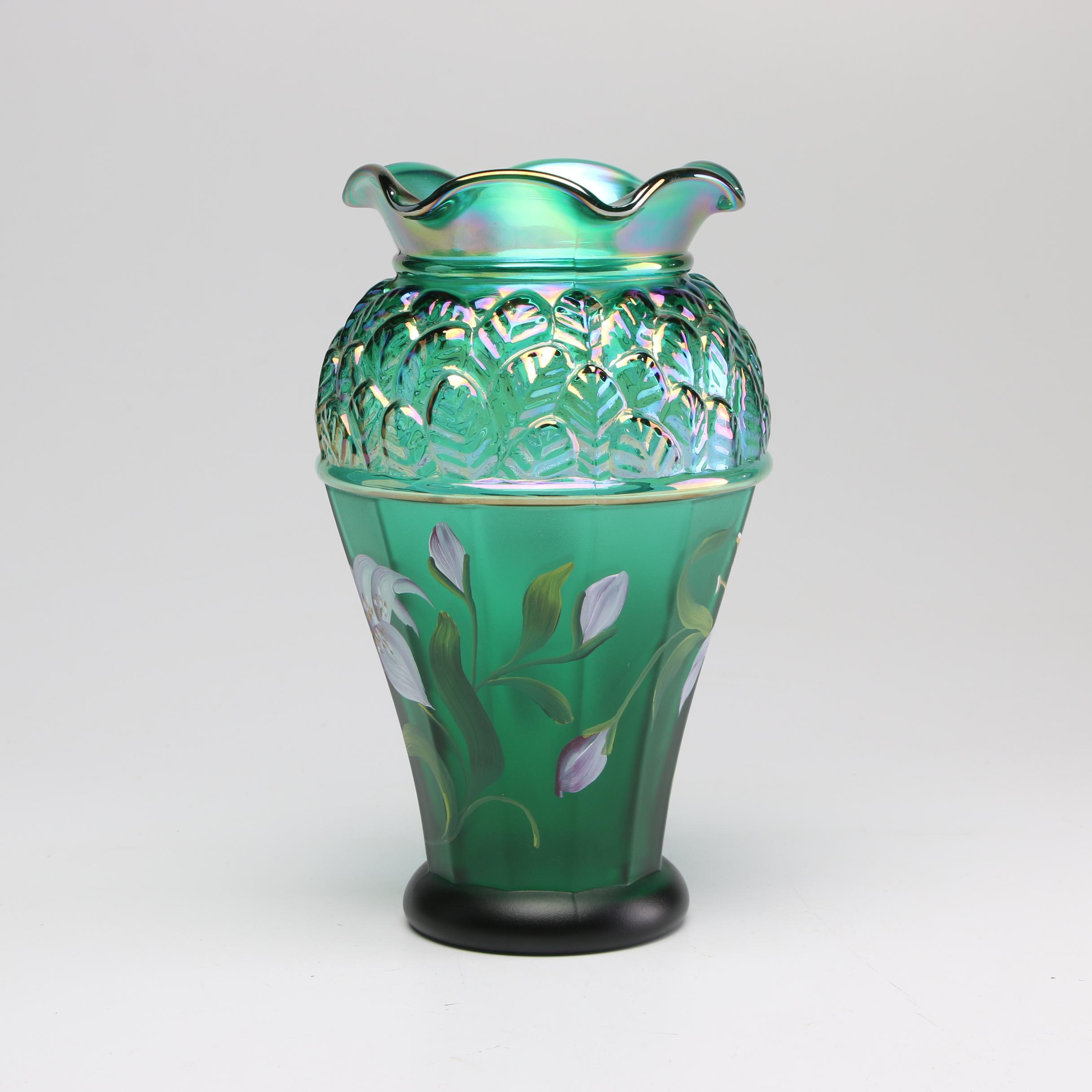 Hand-Painted Fenton Glass Vase from the Designer Showcase Series