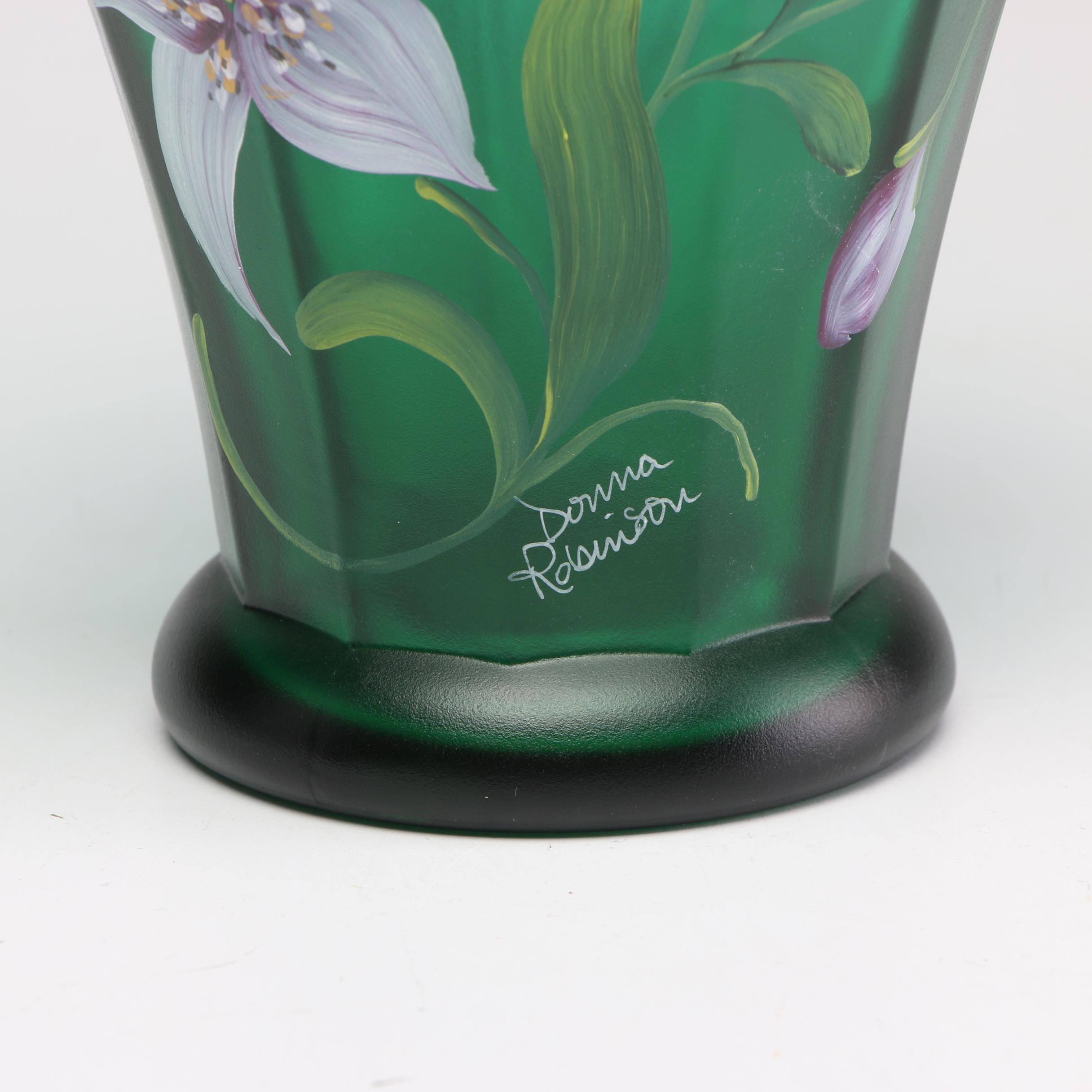 Hand-Painted Fenton Glass Vase from the Designer Showcase Series