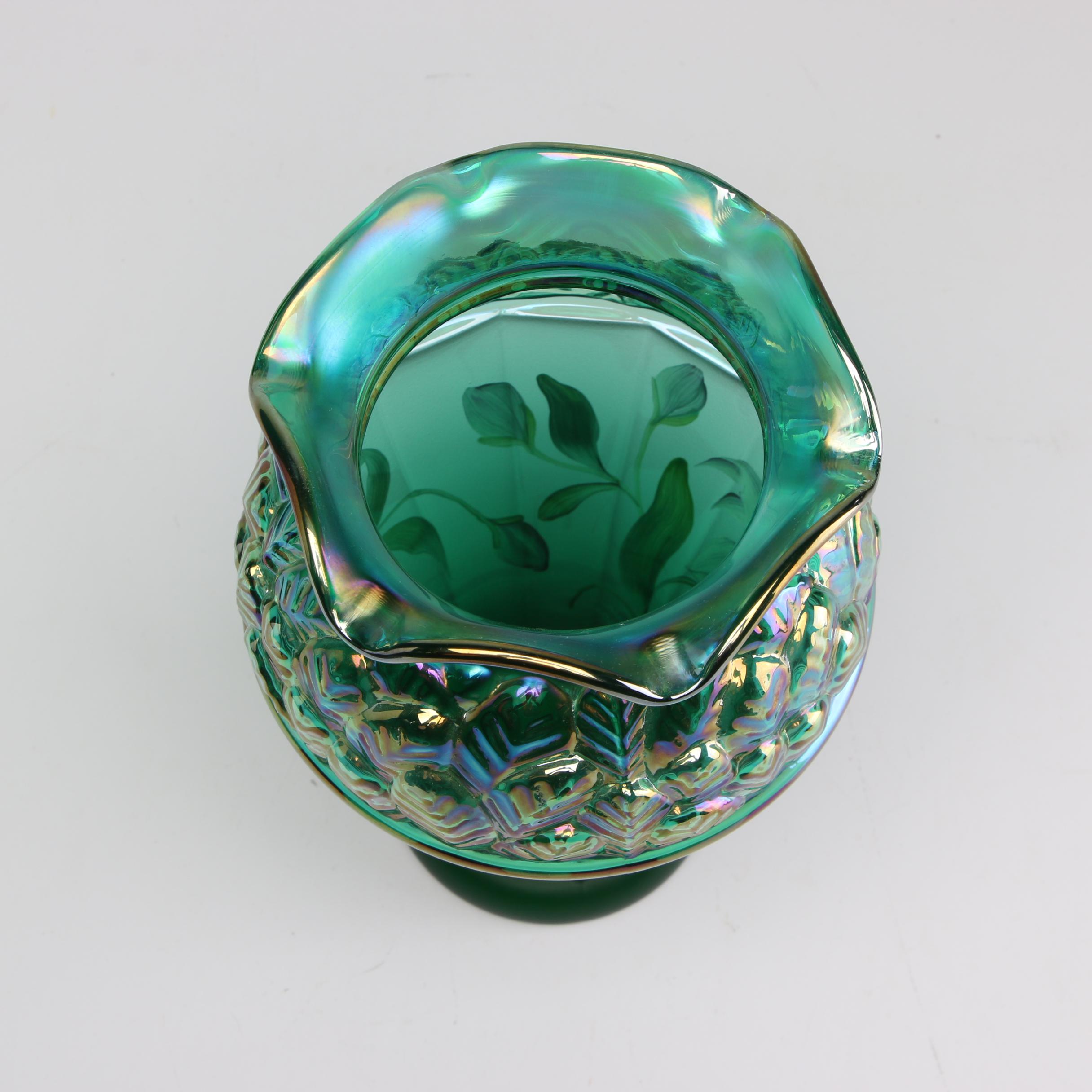 Hand-Painted Fenton Glass Vase from the Designer Showcase Series