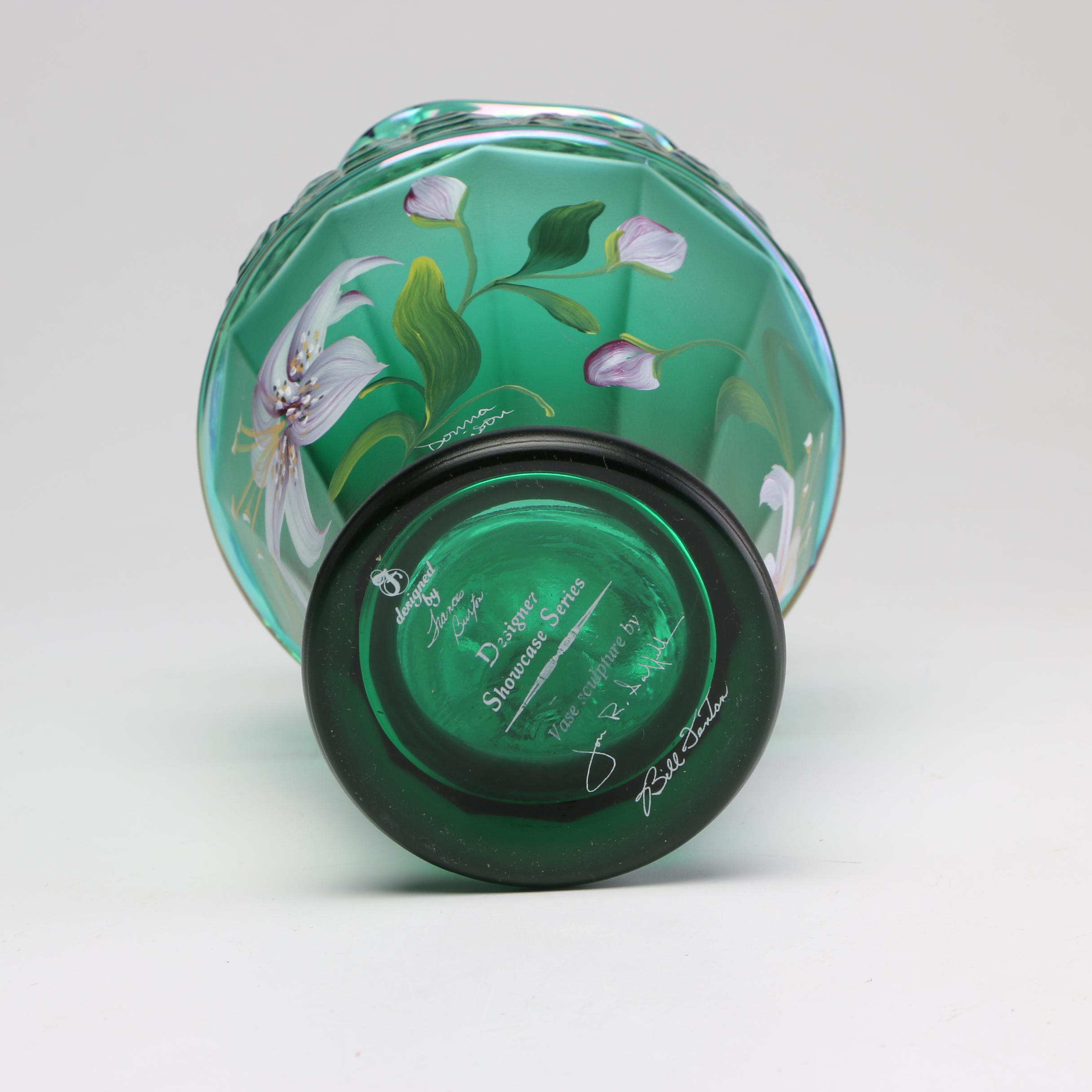 Hand-Painted Fenton Glass Vase from the Designer Showcase Series