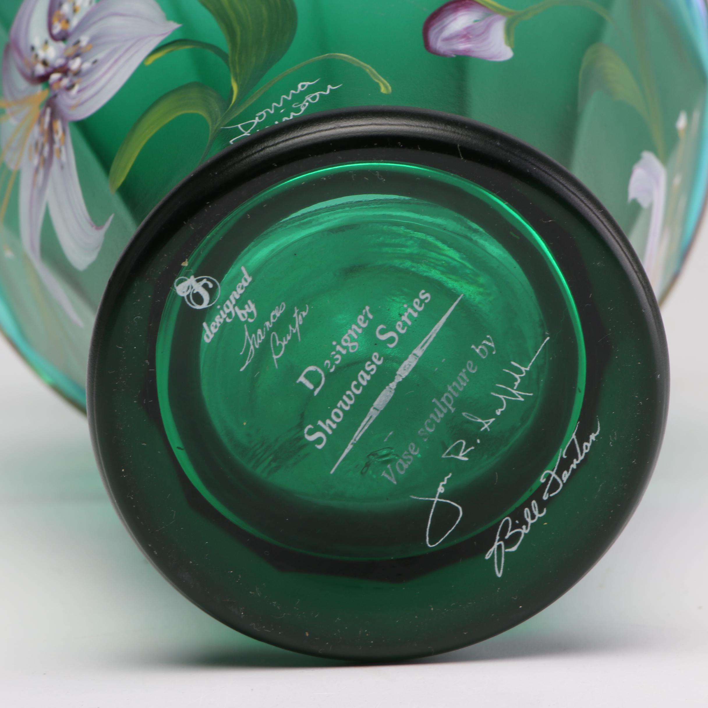 Hand-Painted Fenton Glass Vase from the Designer Showcase Series