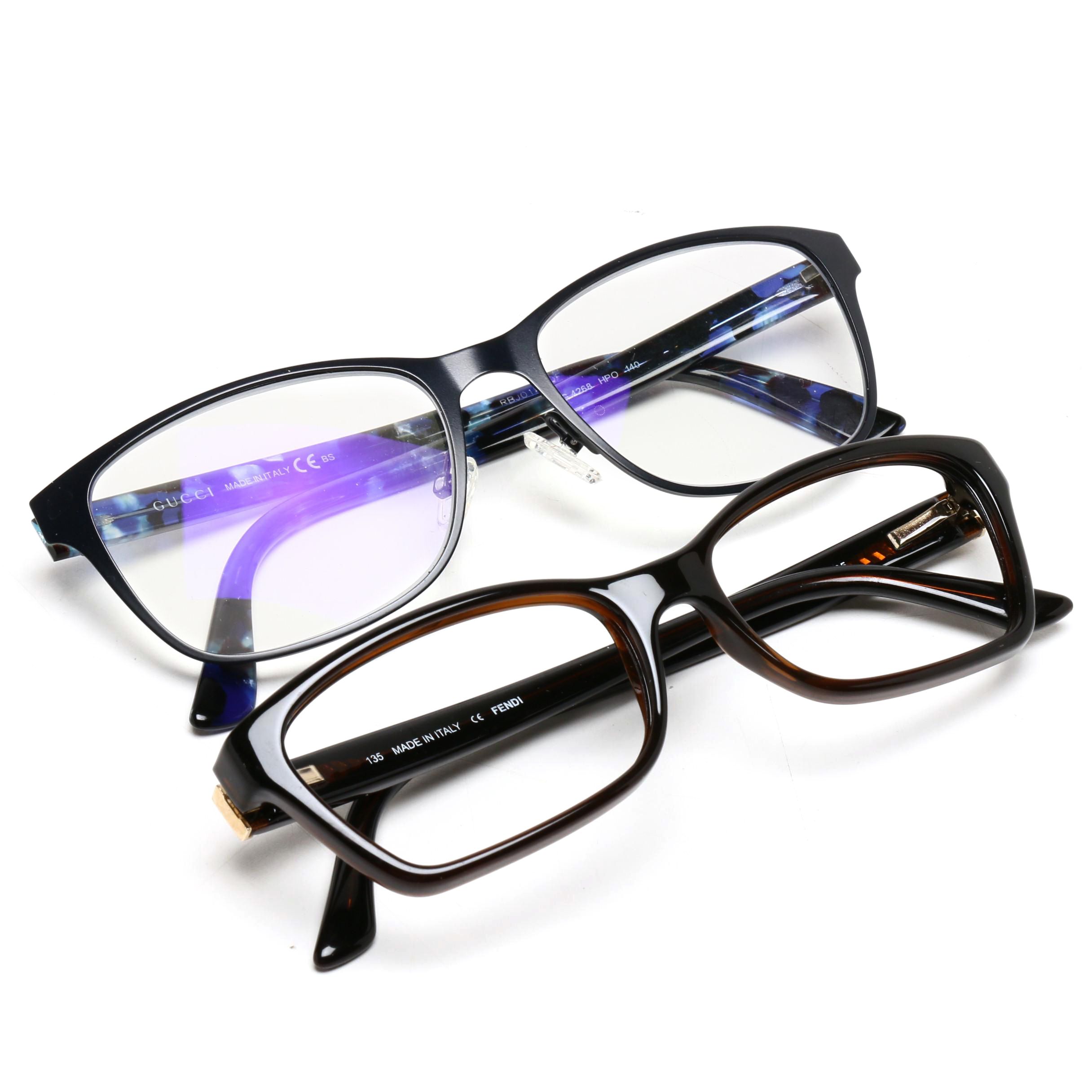 Fendi Logo and Gucci Black Eyeglasses