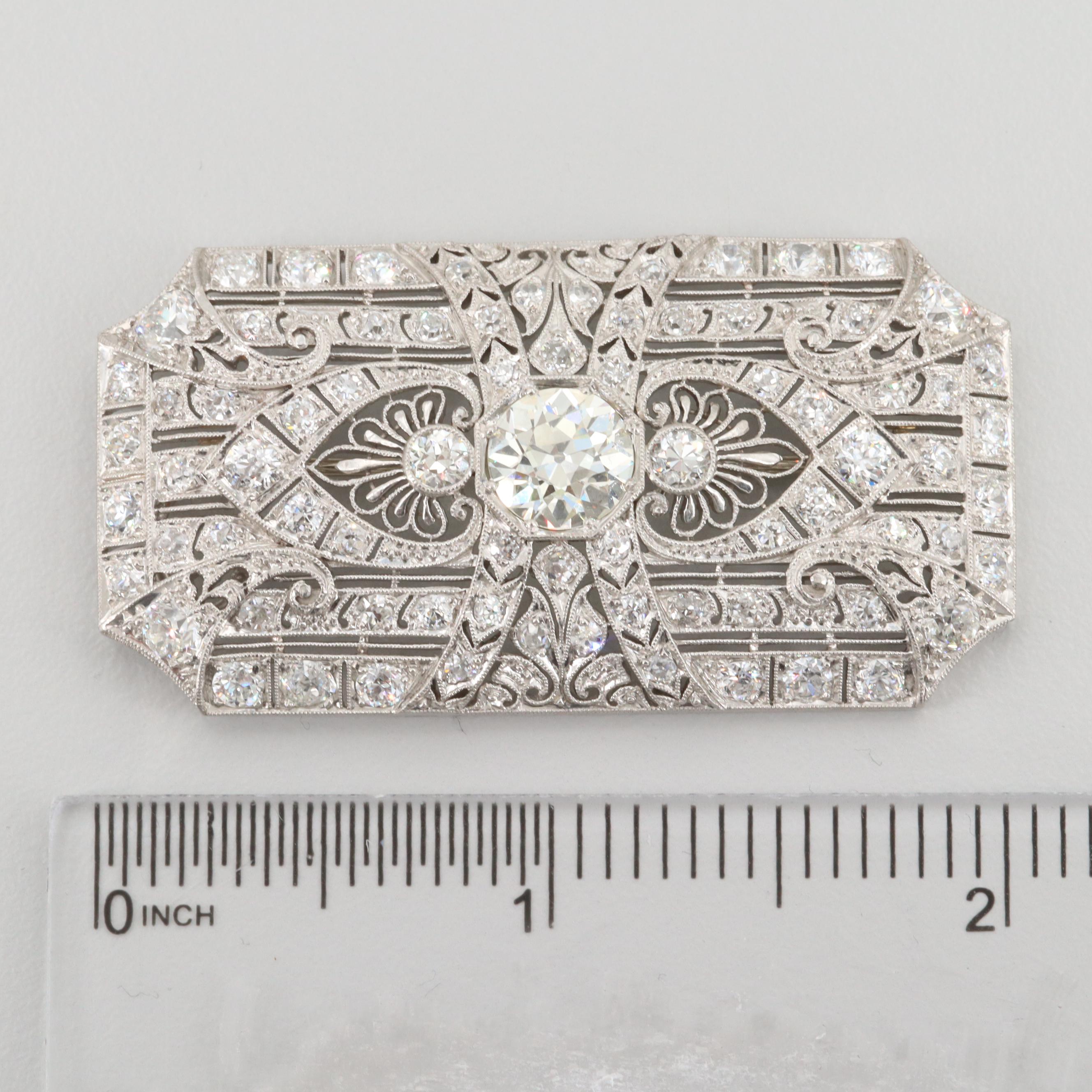 Circa 1920s Platinum 6.04 CTW Diamond Converter Brooch