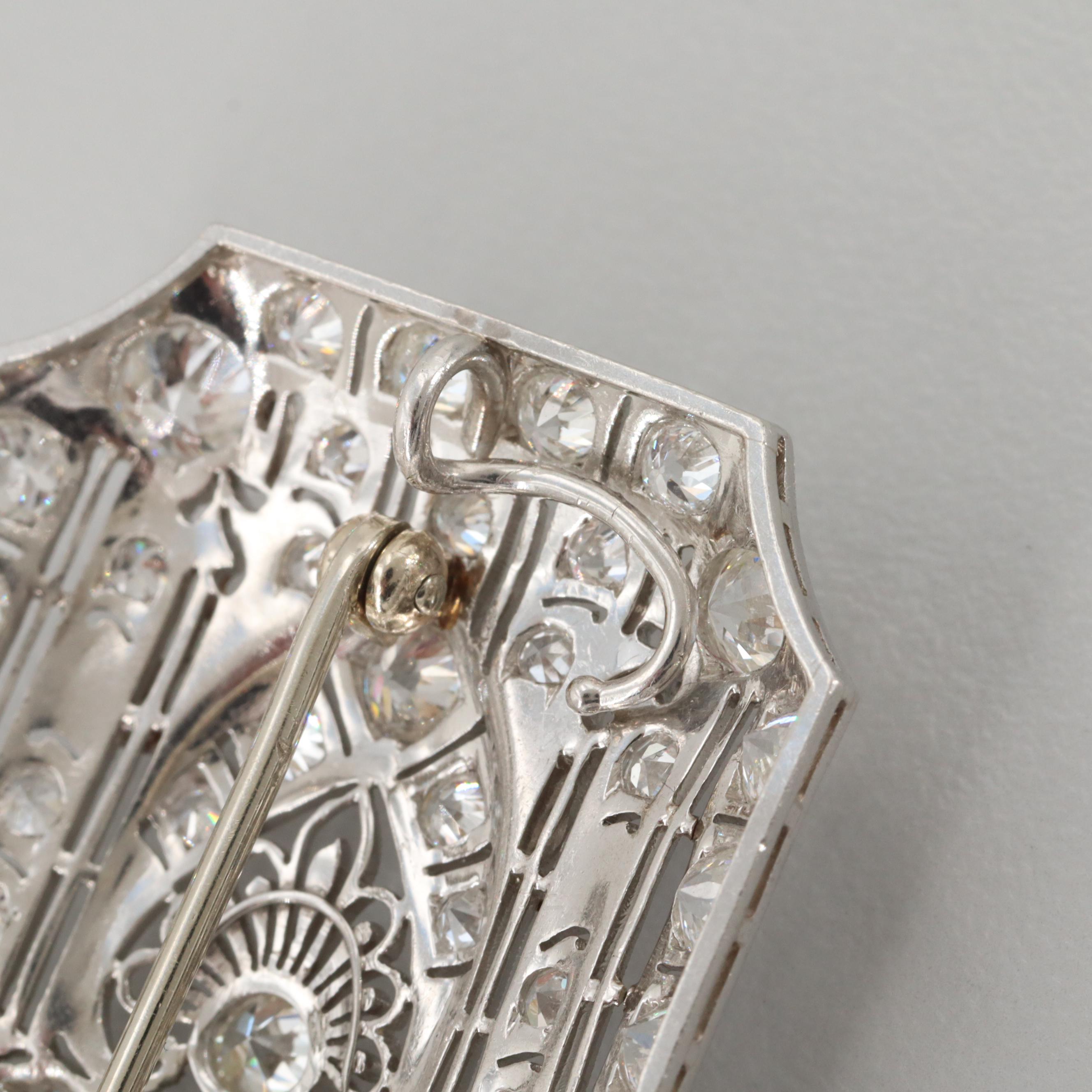 Circa 1920s Platinum 6.04 CTW Diamond Converter Brooch