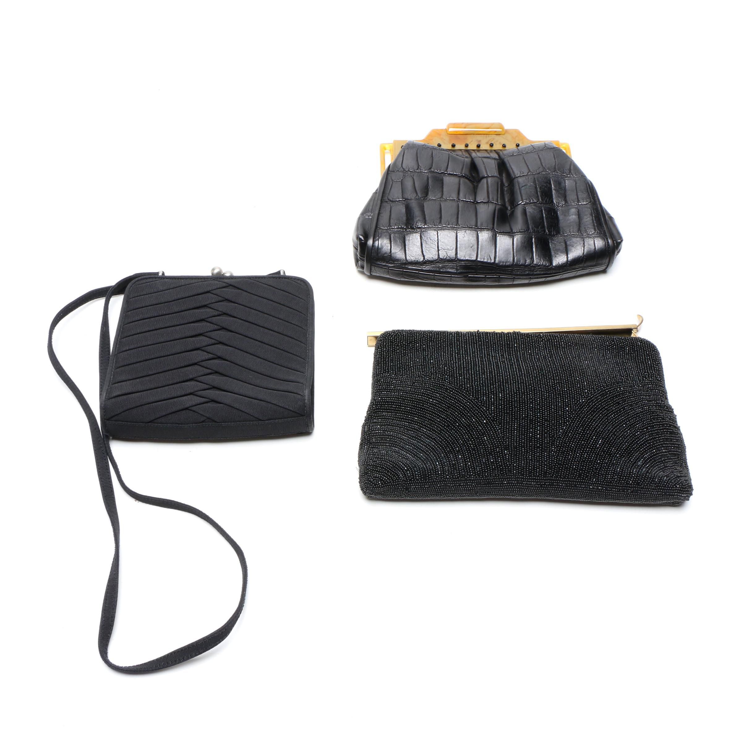 Grace A Agostino Crocodile Embossed Clutch and Giorgio Armani and Walborg Bags