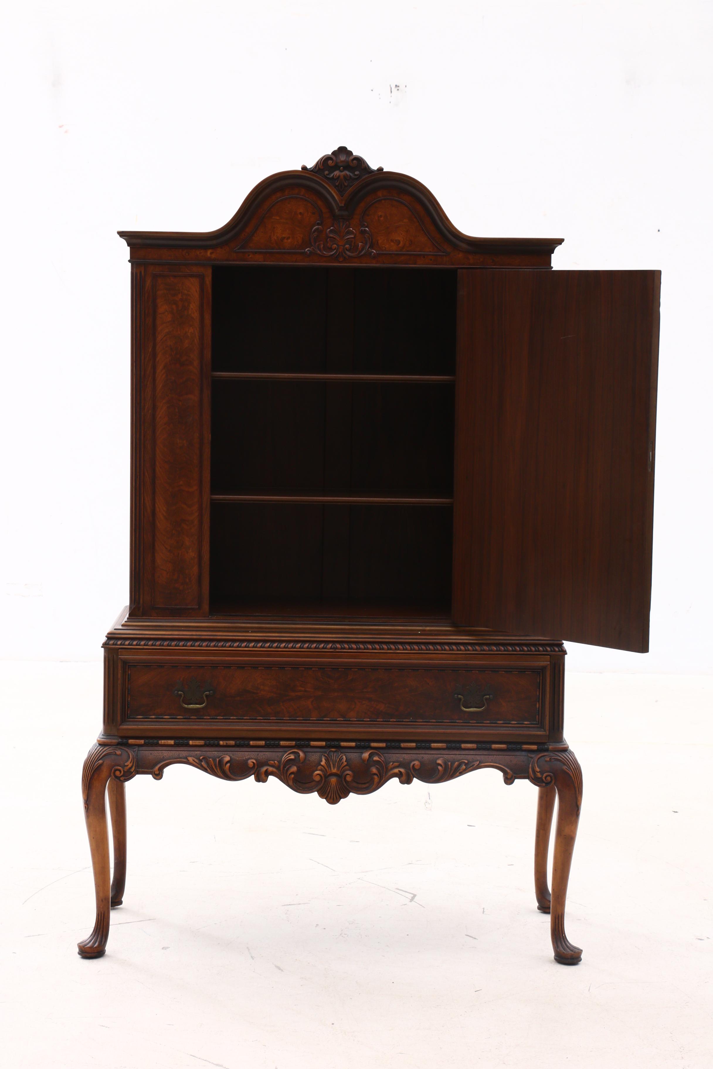 George II Style Walnut Burl with Chinoiserie by Berkey & Gay, Circa 1920-1930s