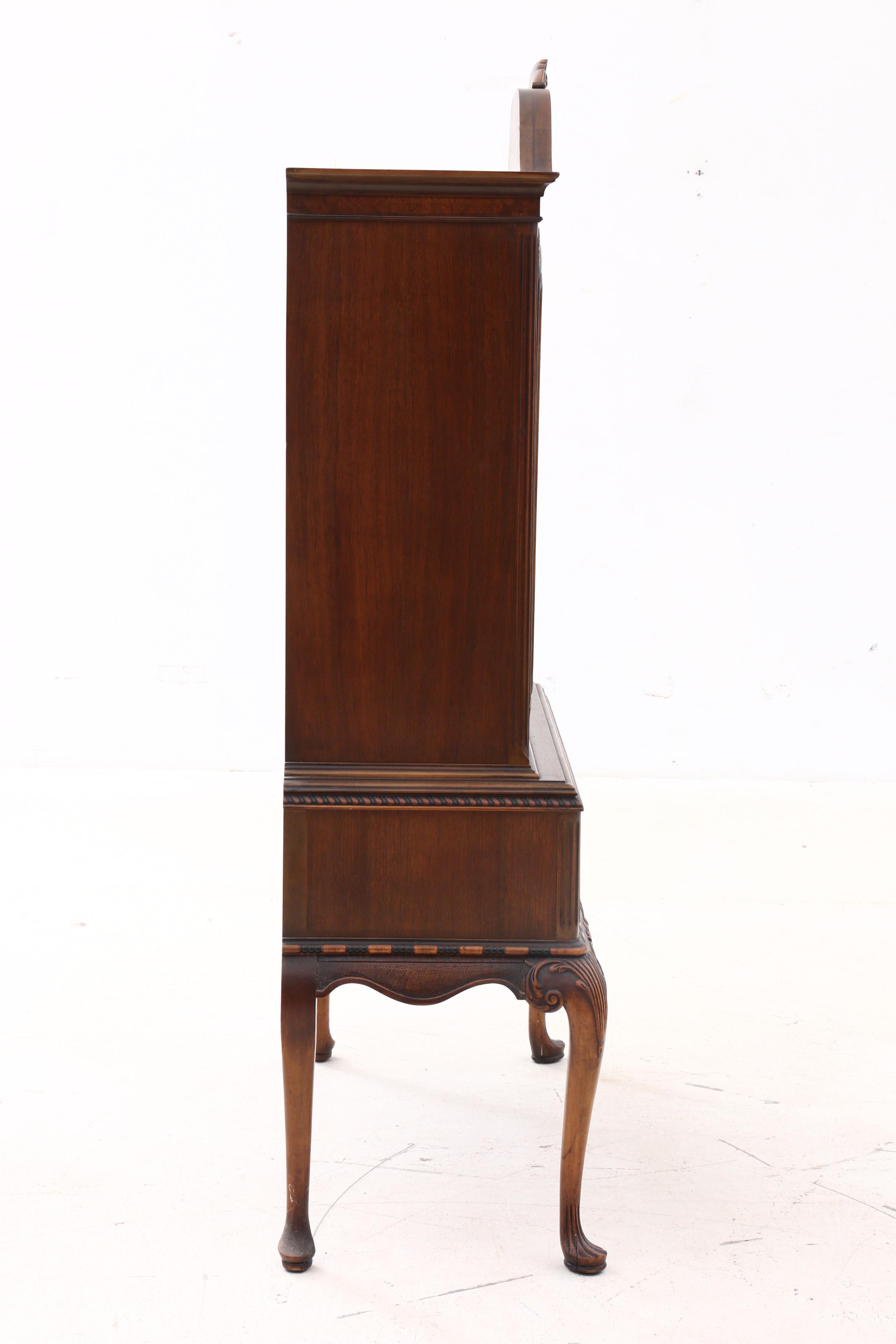 George II Style Walnut Burl with Chinoiserie by Berkey & Gay, Circa 1920-1930s