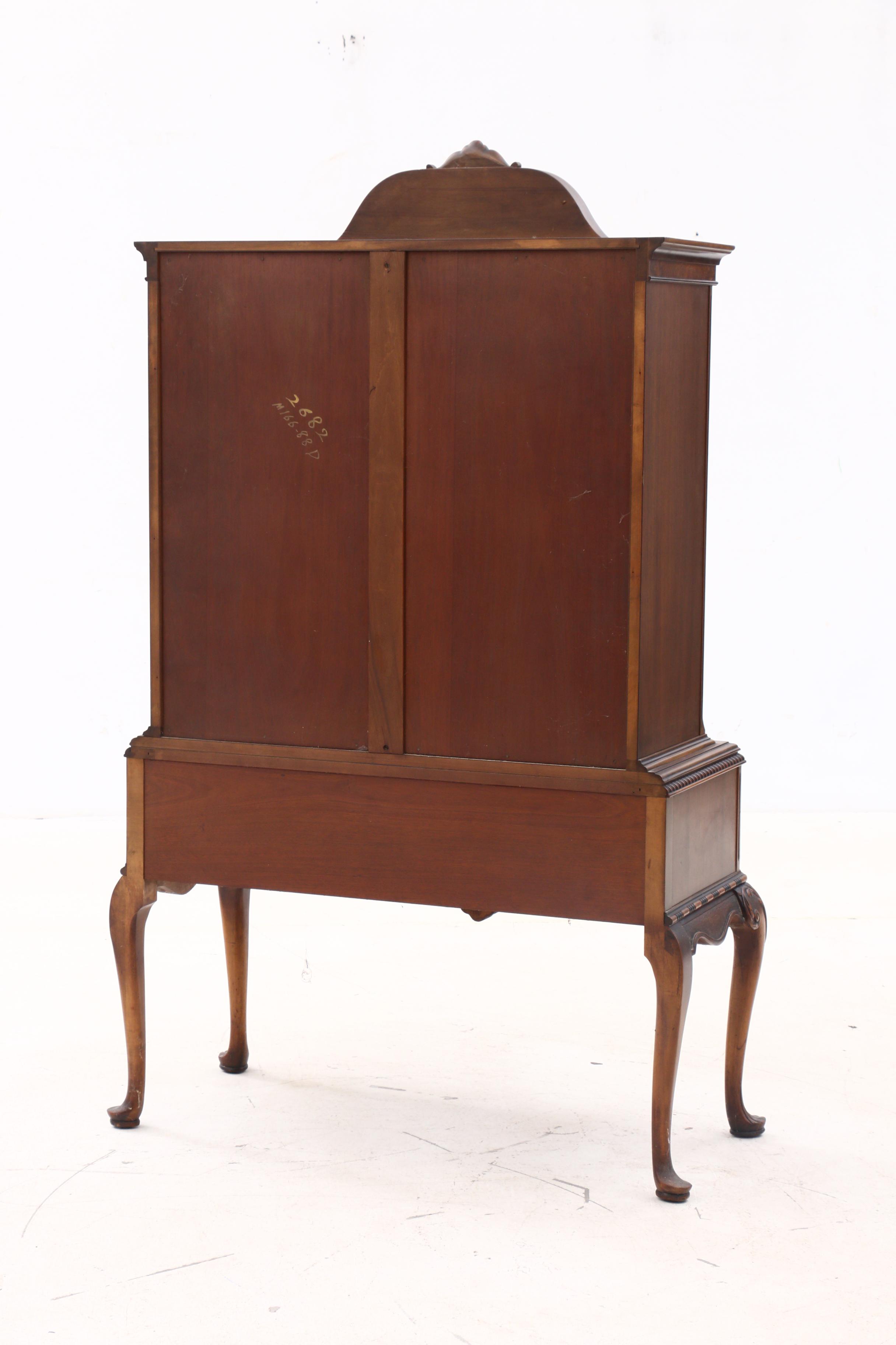 George II Style Walnut Burl with Chinoiserie by Berkey & Gay, Circa 1920-1930s