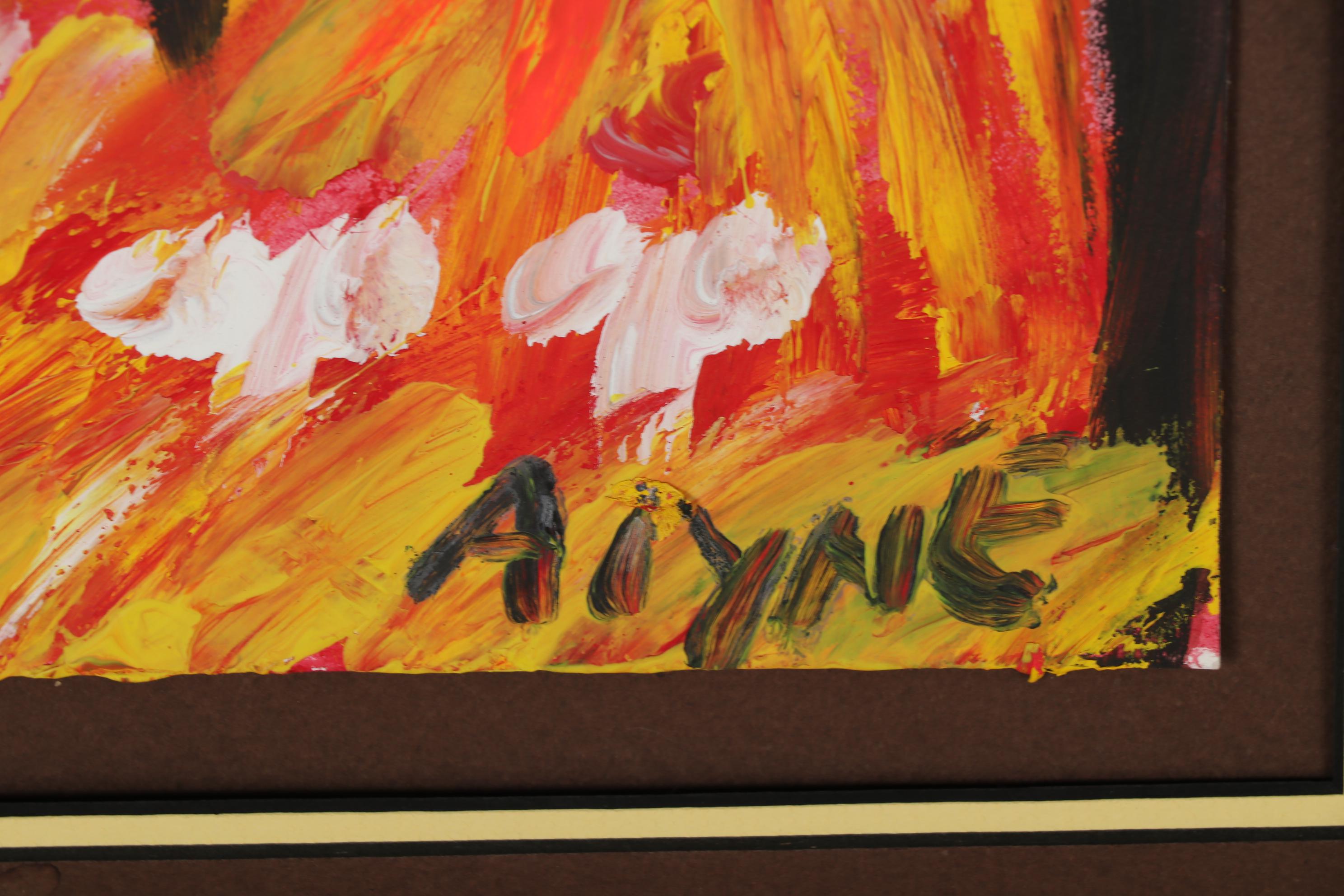 Alyne Harris Acrylic Folk Painting of Abstract Landscape