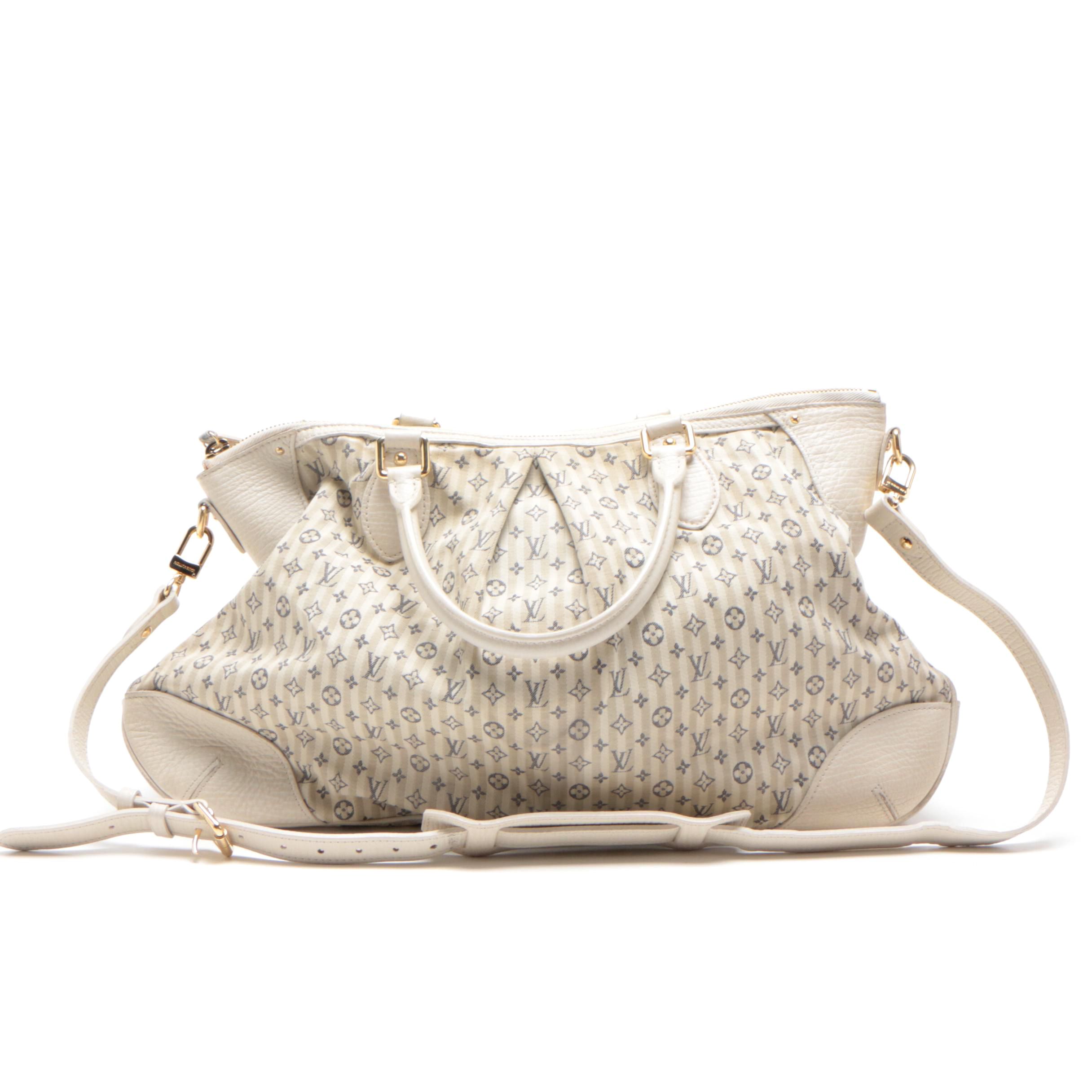 Louis Vuitton White and Blue Monogram Mini Lin Croisette Marina GM Bag