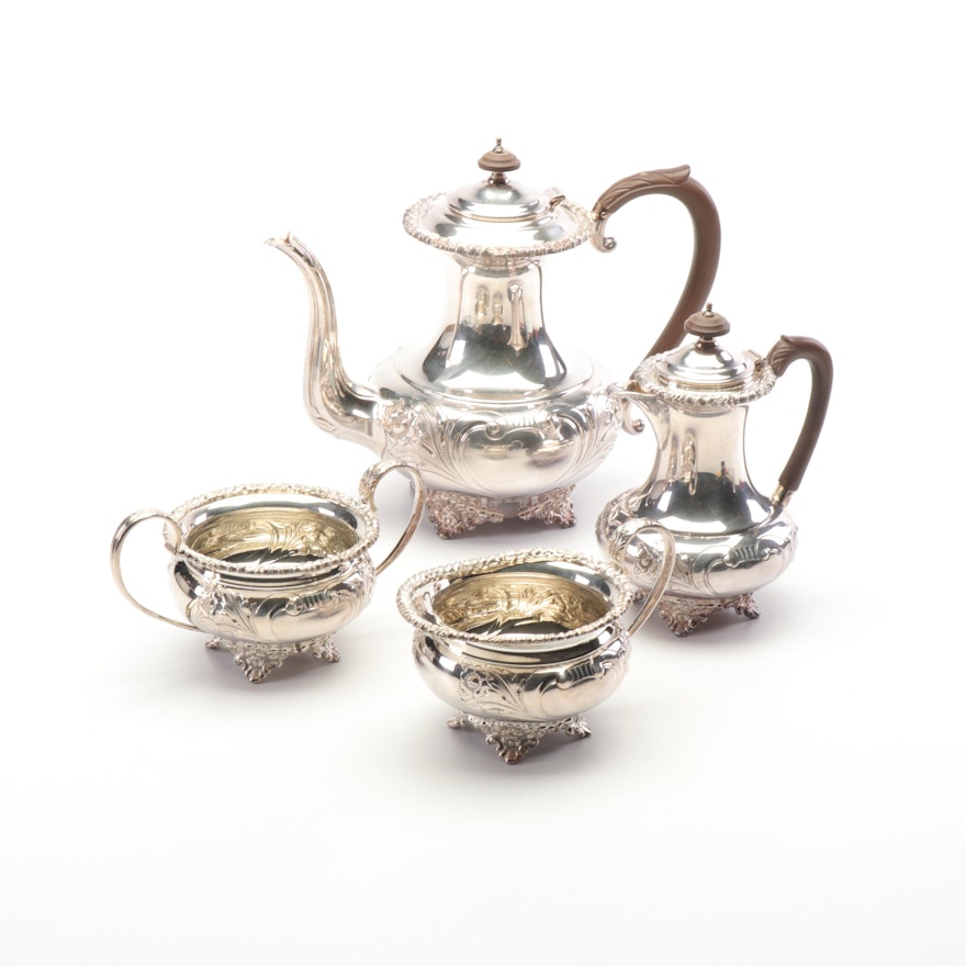 Hand Chased "English Design" Sheffield Reproduction Silver Plated Tea Service