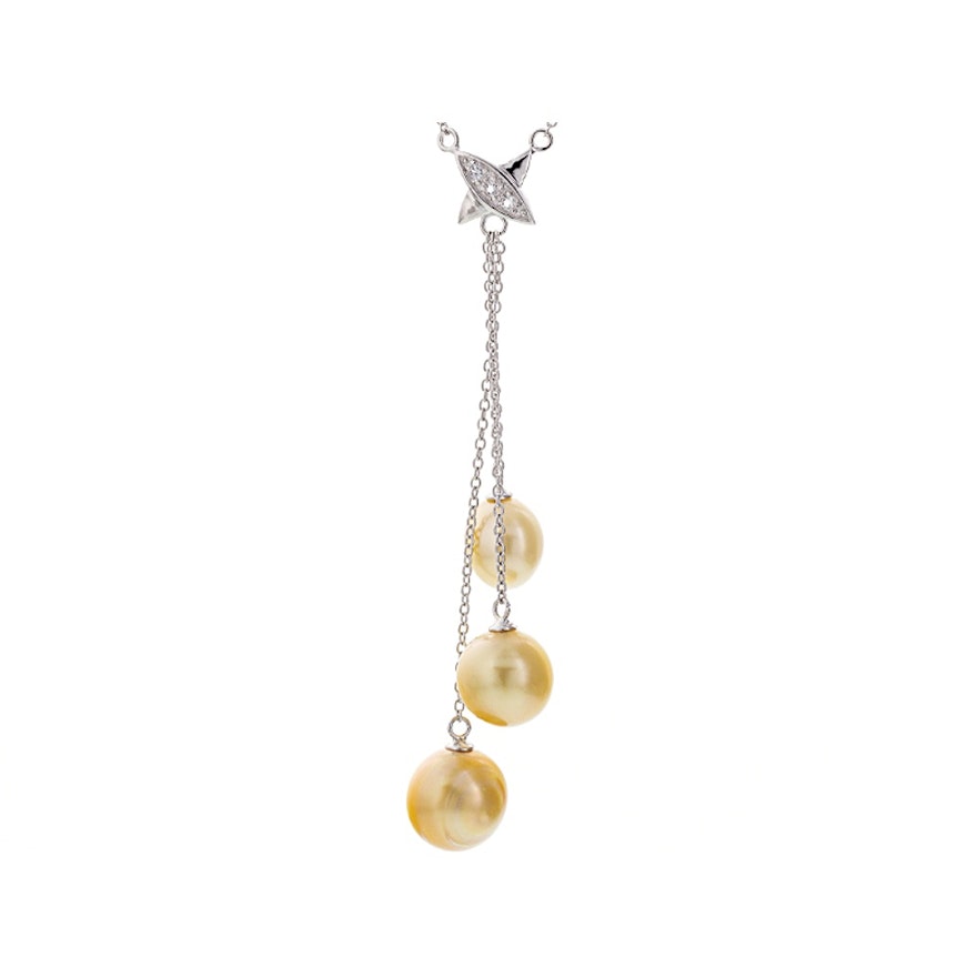 Sterling Silver Cultured pearl and Topaz Necklace