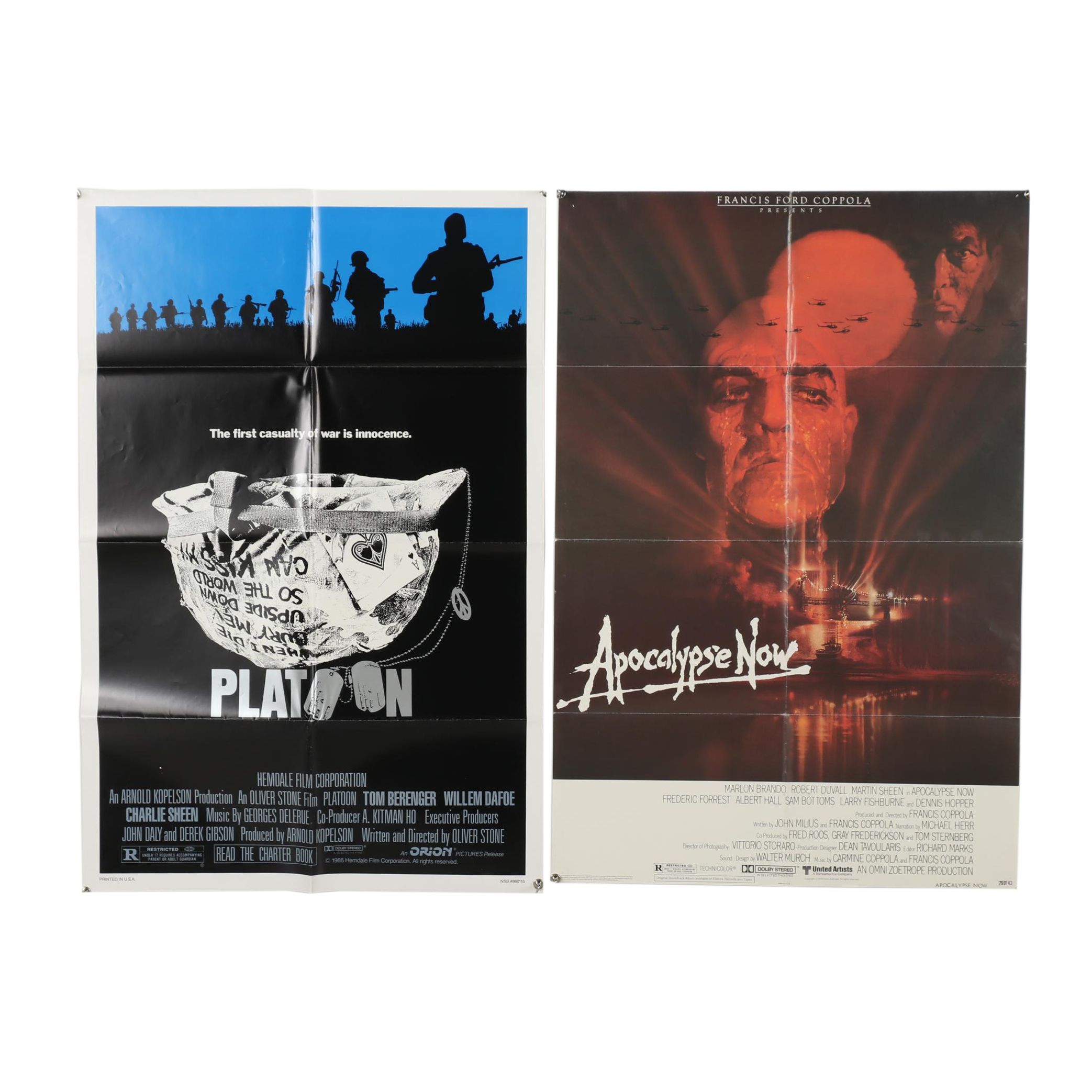 1979-1986 Offset Lithograph Movie Posters for "Apocalypse Now" and "Platoon"