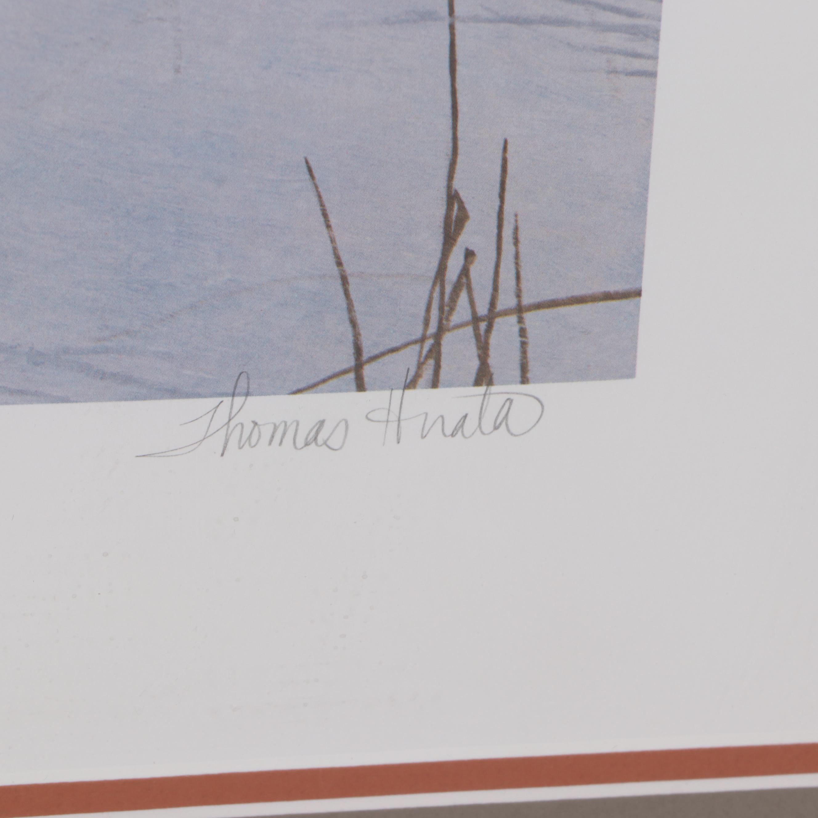 Thomas Hirata Offset Lithograph of a Fox in the Snow, 1983