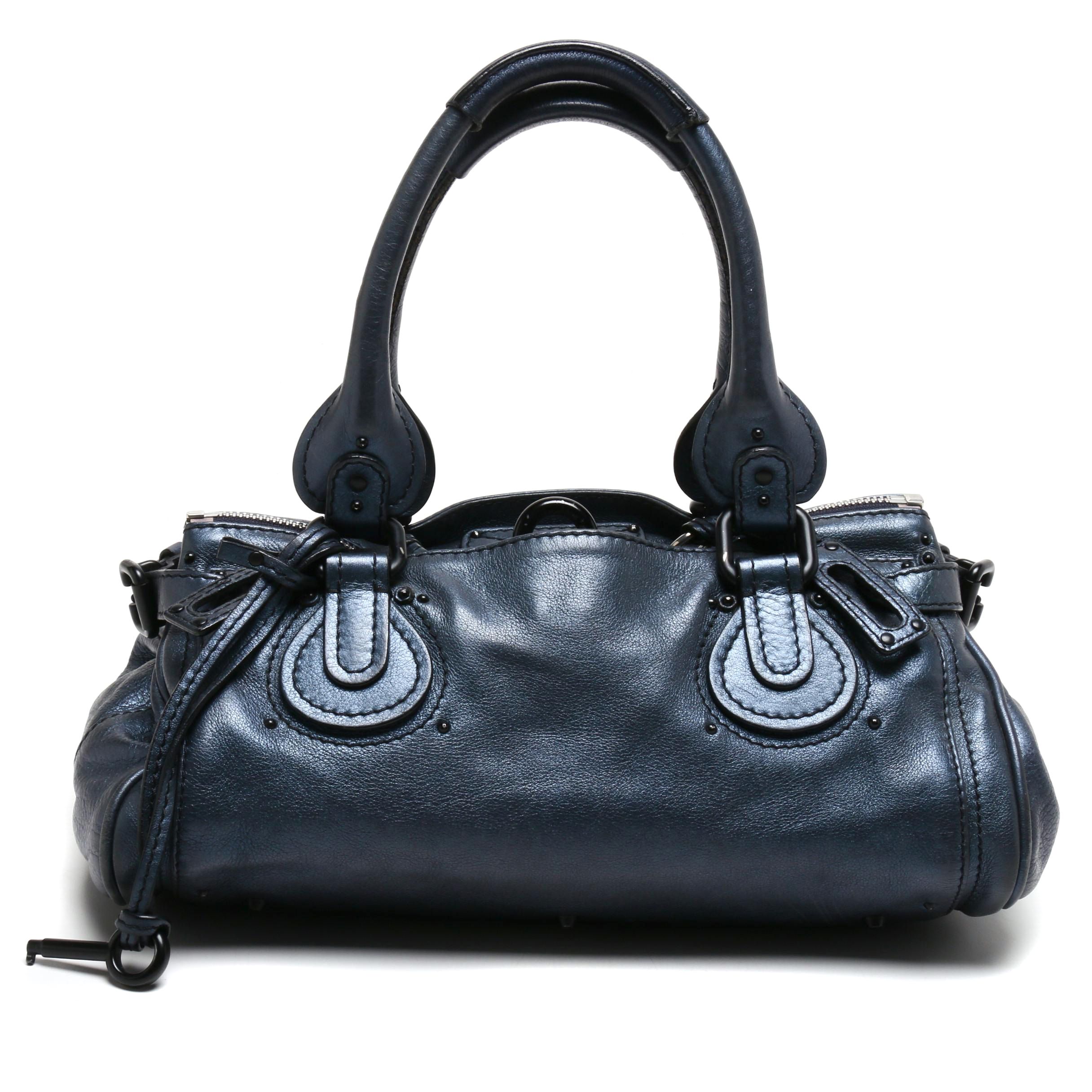 Chloé Metallic Blue Leather Paddington Satchel