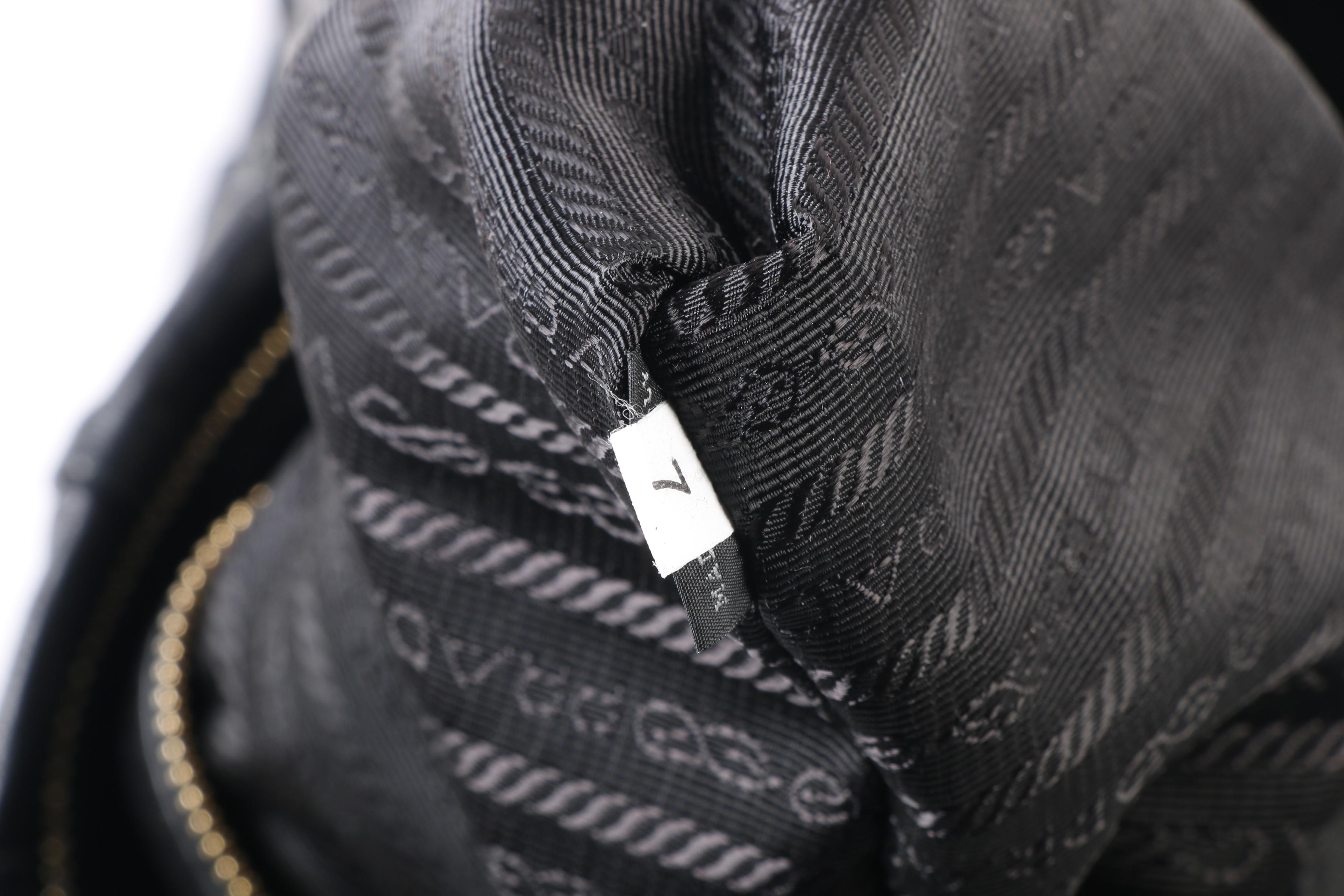 Prada Gaufre Ruched Black Nappa Leather Convertible Tote