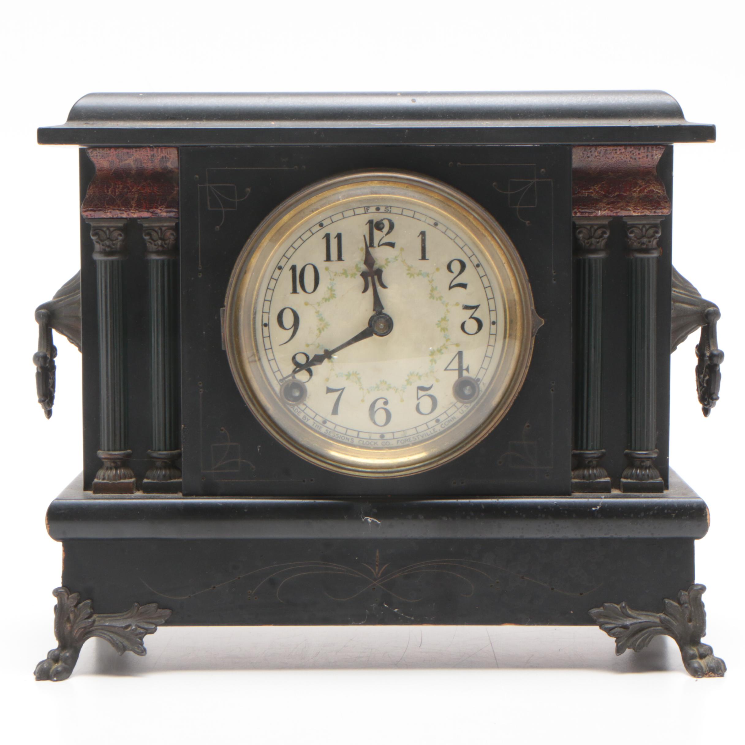 Sessions Clock Co. Eight Day Half Hour Strike Cathedral Gong Mantel Clock