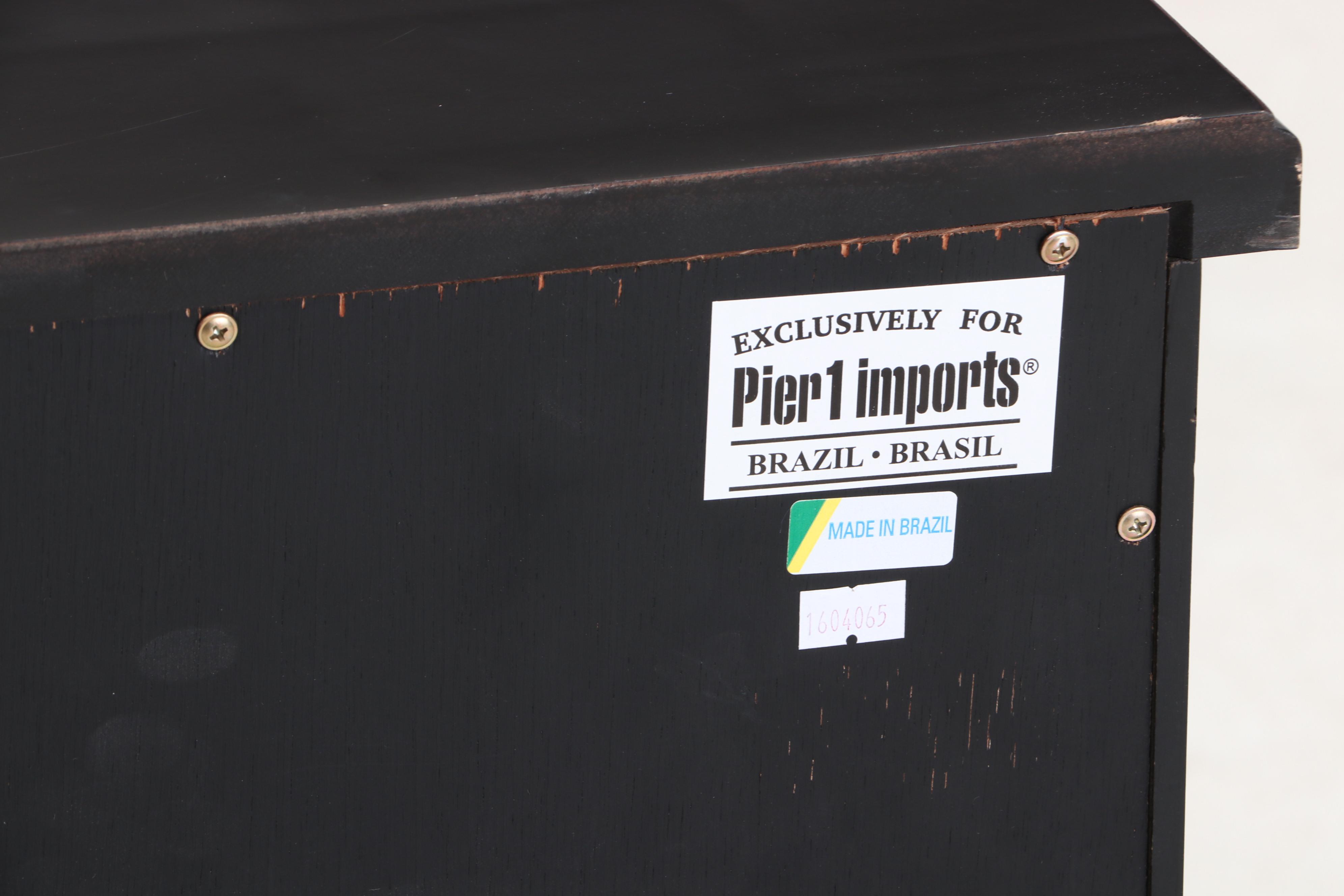 Contemporary Pier 1 Black Lacquer Wood Cabinet