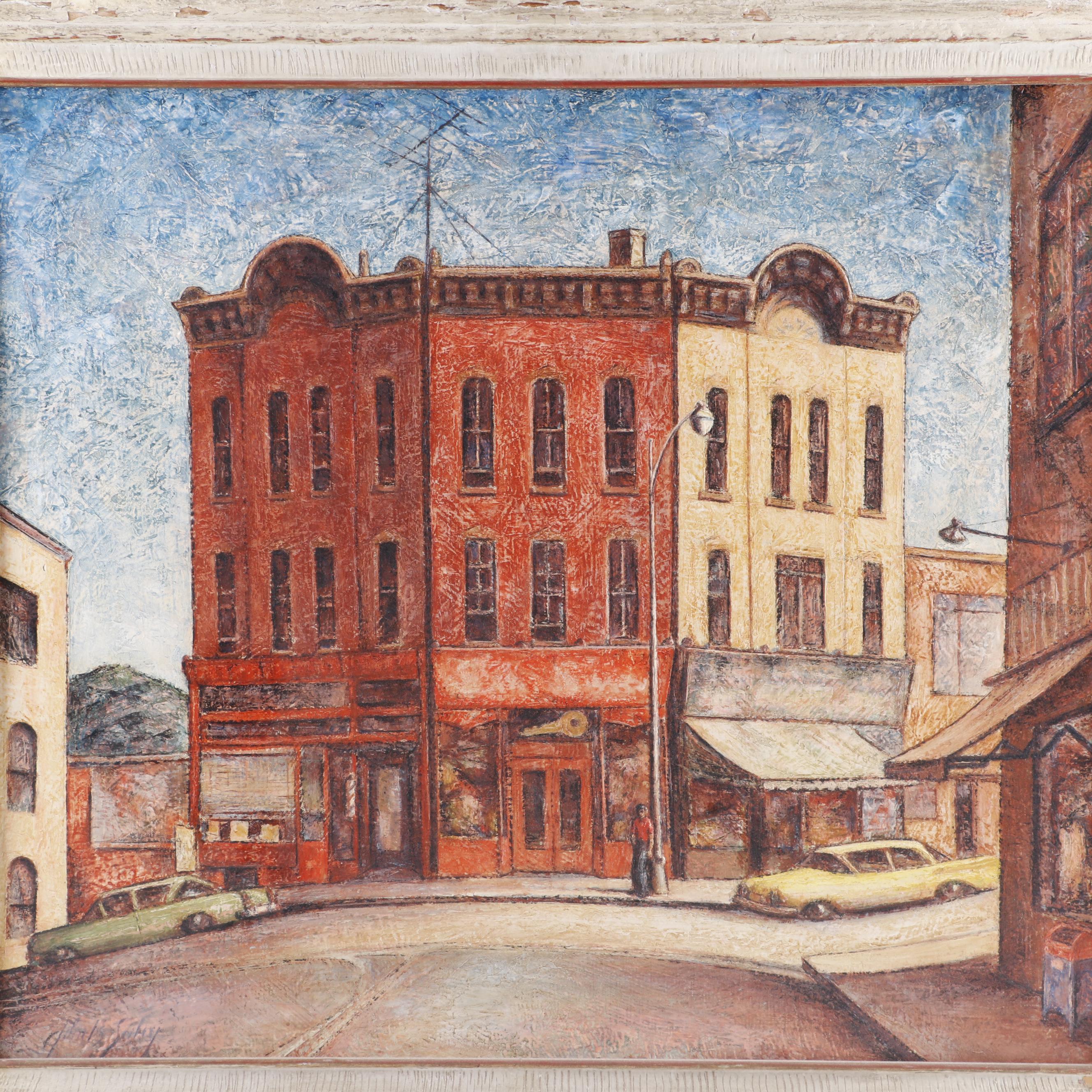 John B. Sisley Oil Painting "Spring and Main Sunday Morning"