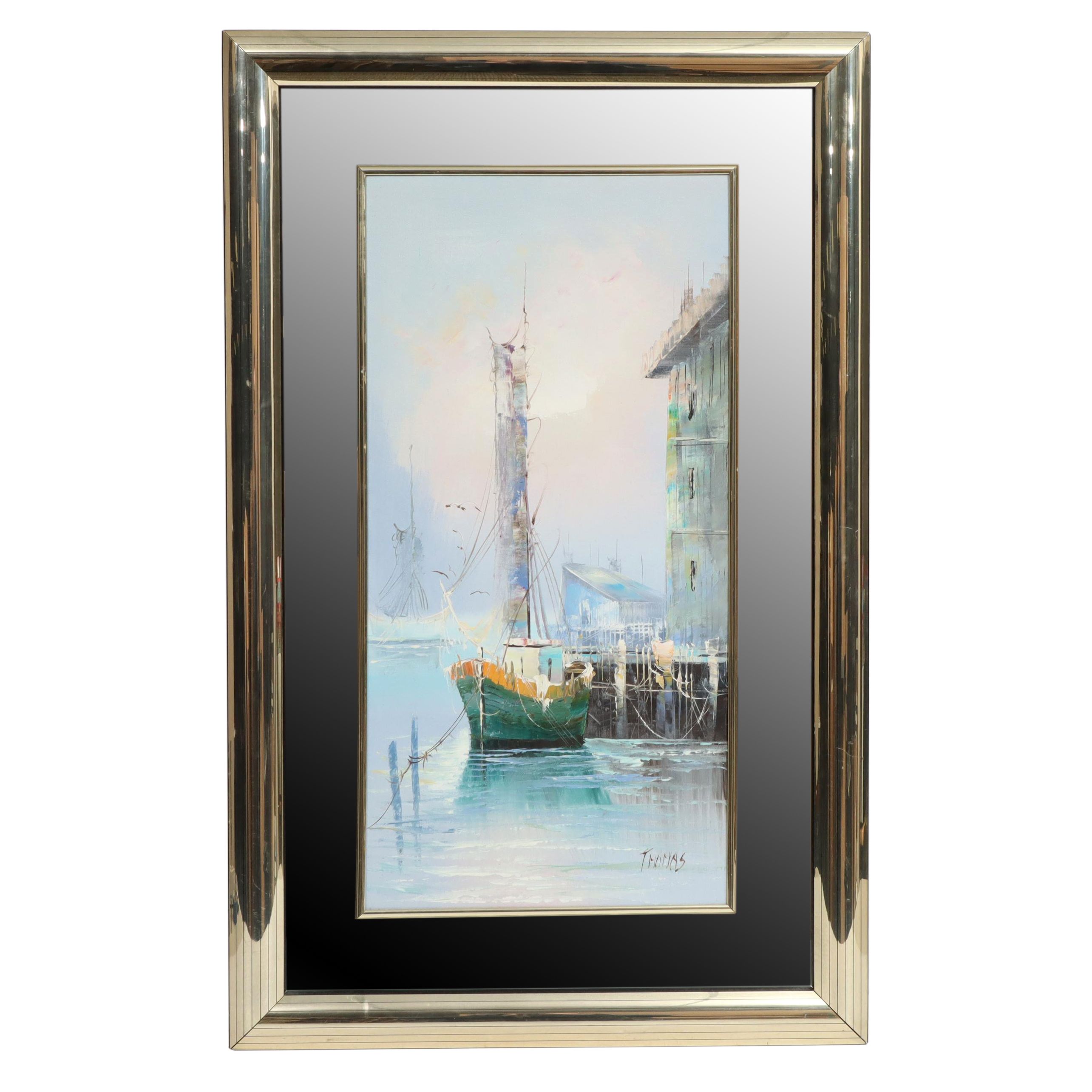 Thomas Oil Painting of a Harbor