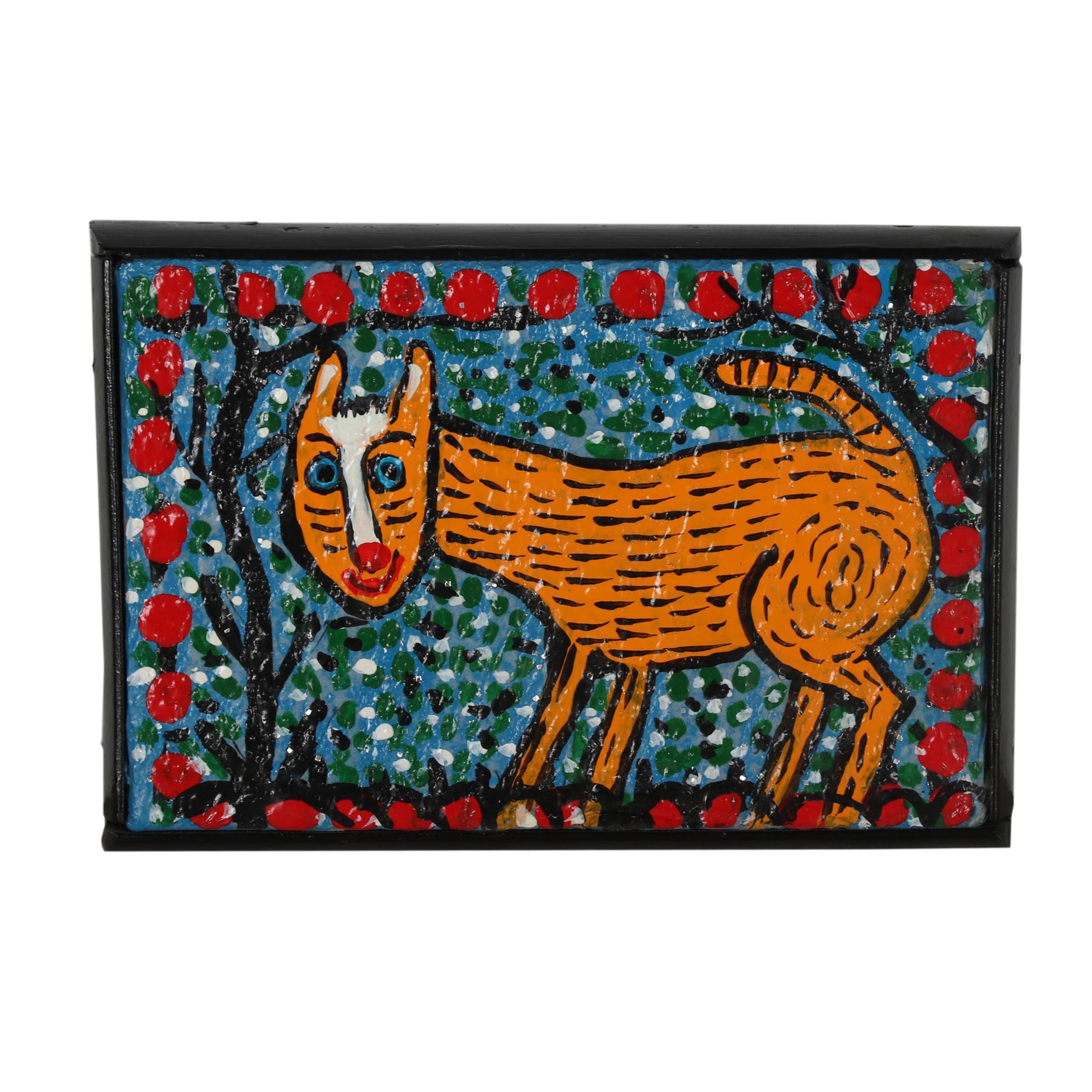 Geneva Beavers Acrylic Folk Painting "Dash", 1988