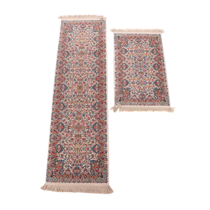 Karastan "Floral Kirman" Wool Pile Carpet Runner and Accent Rug