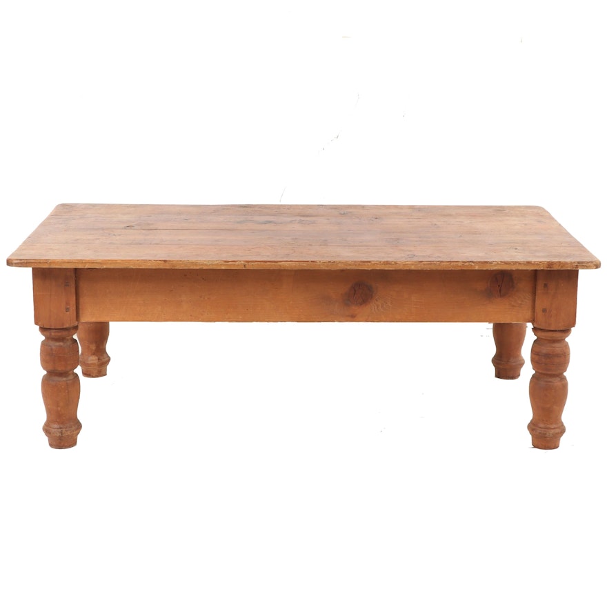 Reclaimed Antique Pine Lumber Contemporary Coffee Table