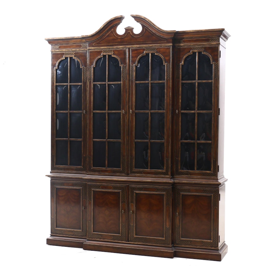 Drexel George III Style Mahogany China Cabinet with Asian Accents, Contemporary