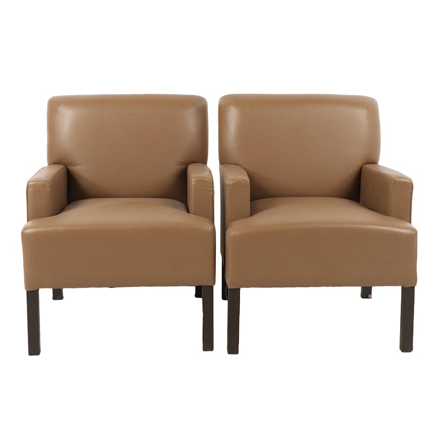 Pair of Dickson Furniture Contemporary Ostrich Pattern Faux Leather Armchairs