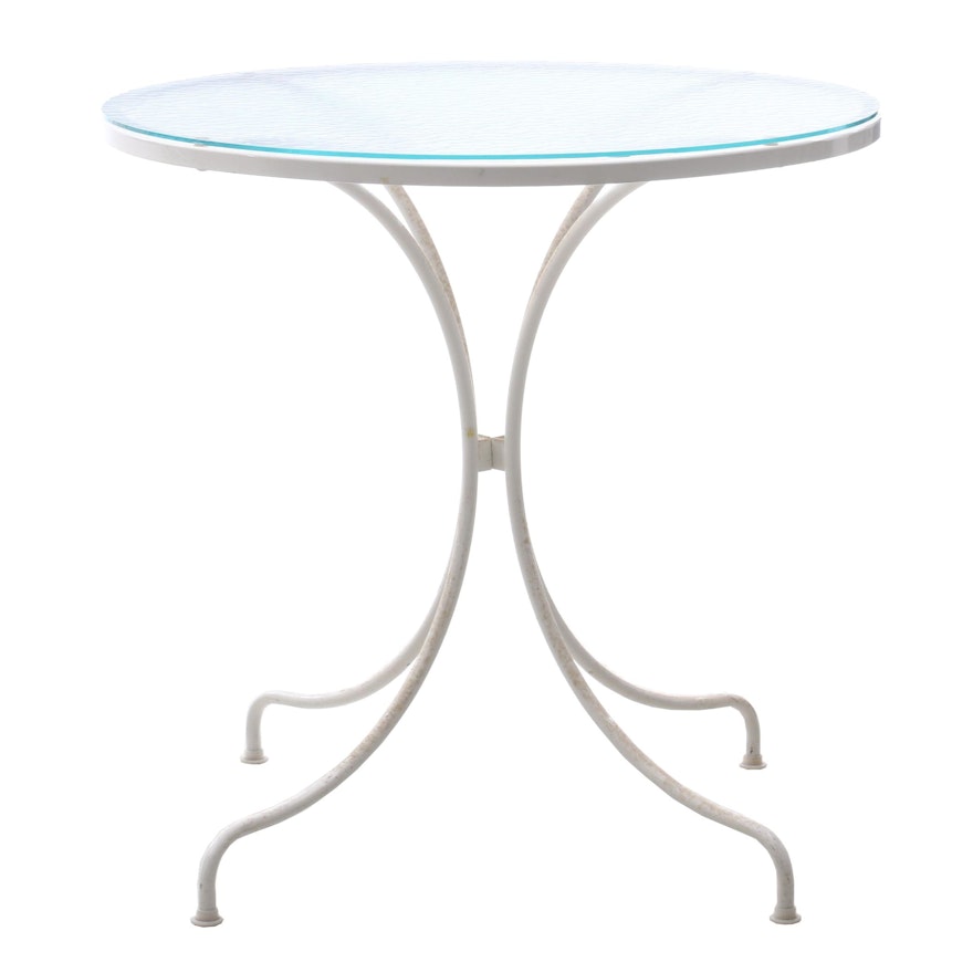 Contemporary Glass Top Metal Frame Patio Dinette Table in White