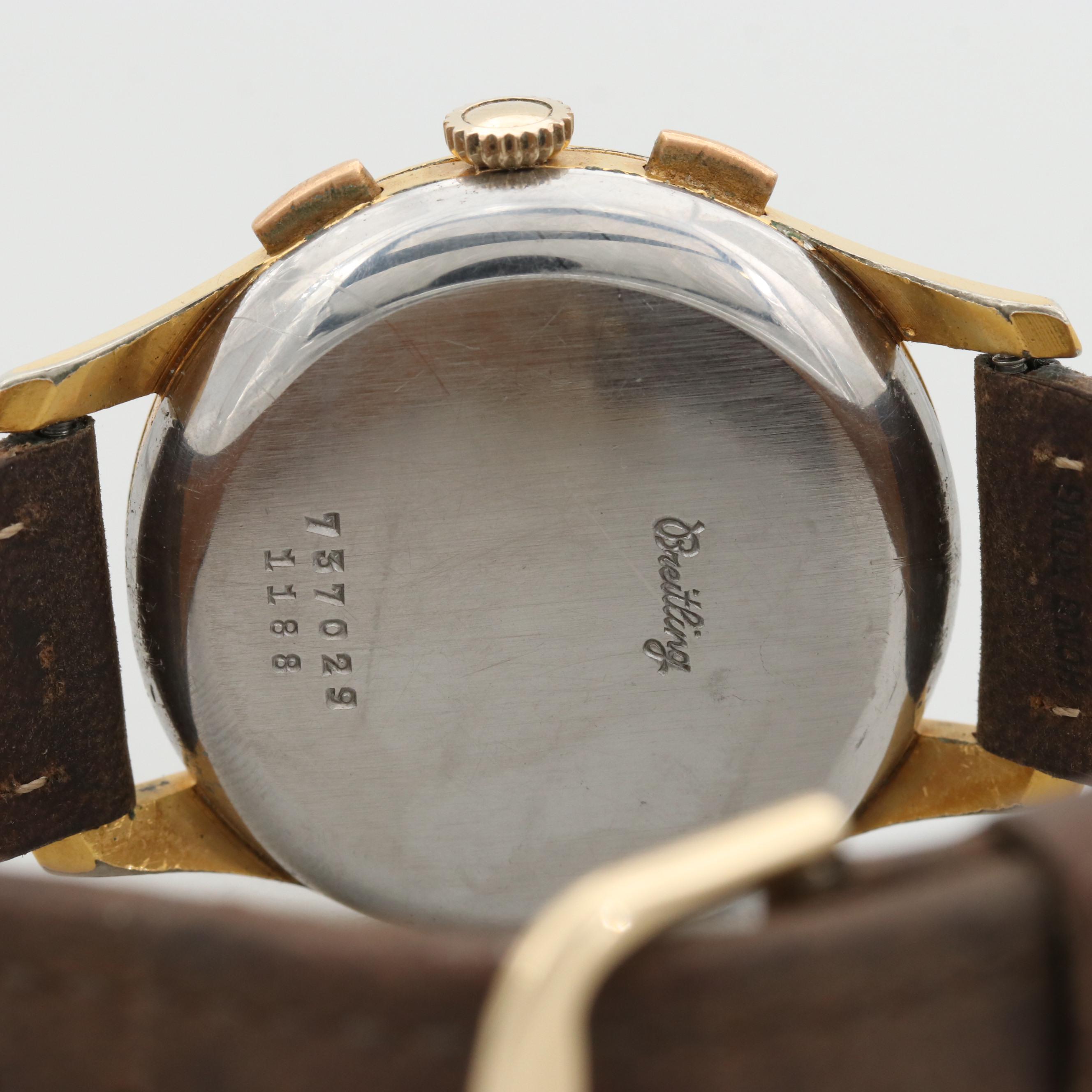 Vintage Breitling Cadette Gold Tone Stem Wind Chronograph Watch, Circa 1950