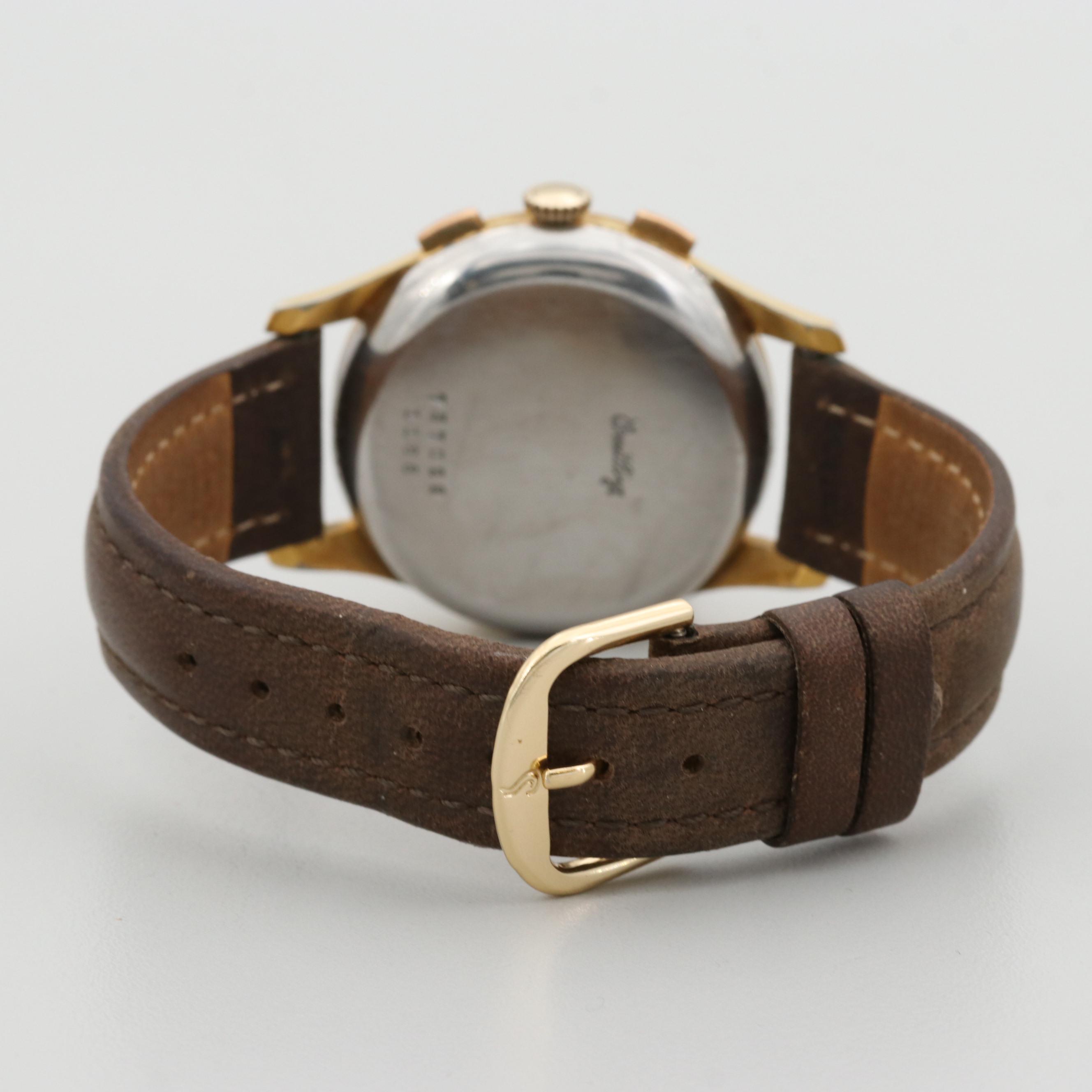 Vintage Breitling Cadette Gold Tone Stem Wind Chronograph Watch, Circa 1950