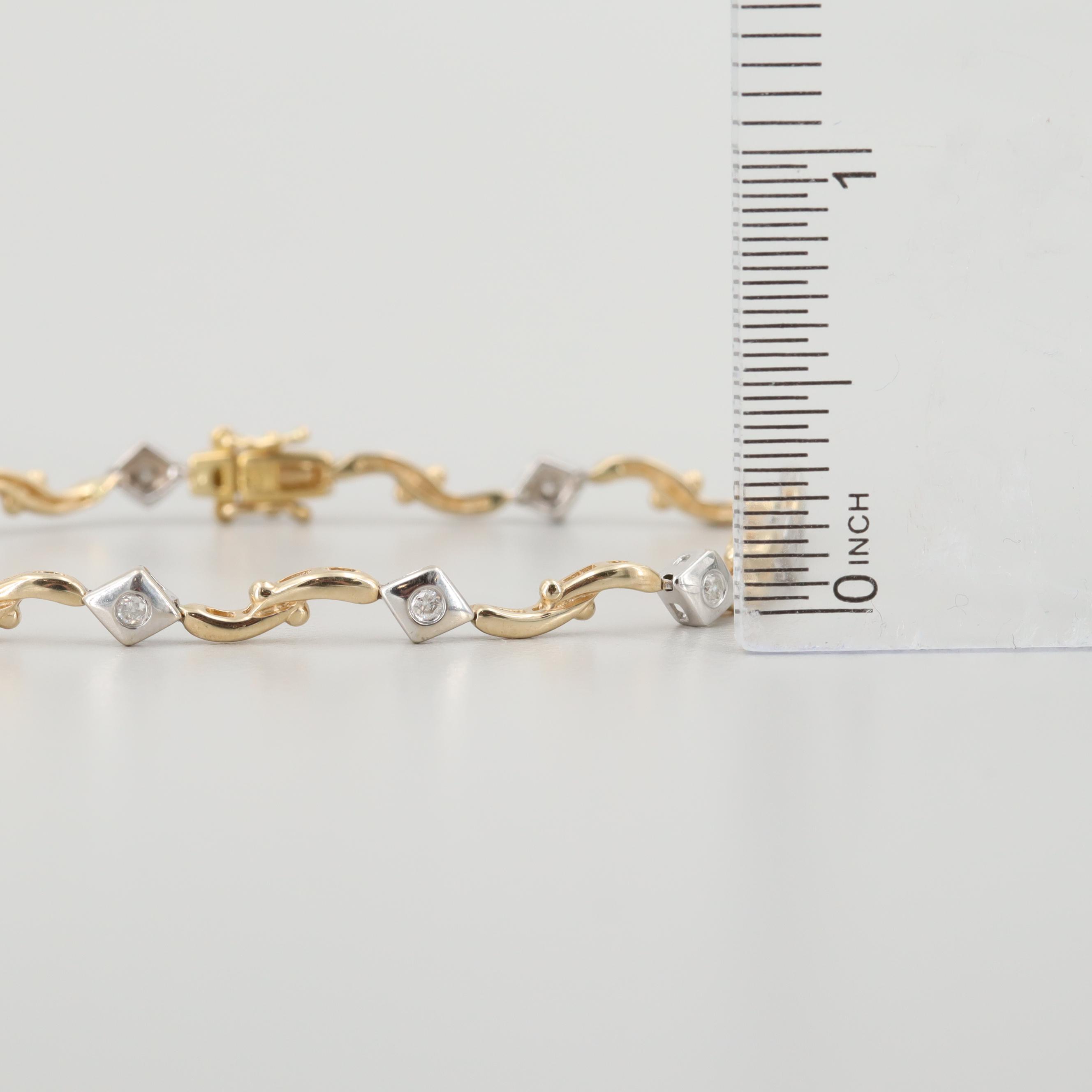 14K Yellow and White Gold Diamond Bracelet