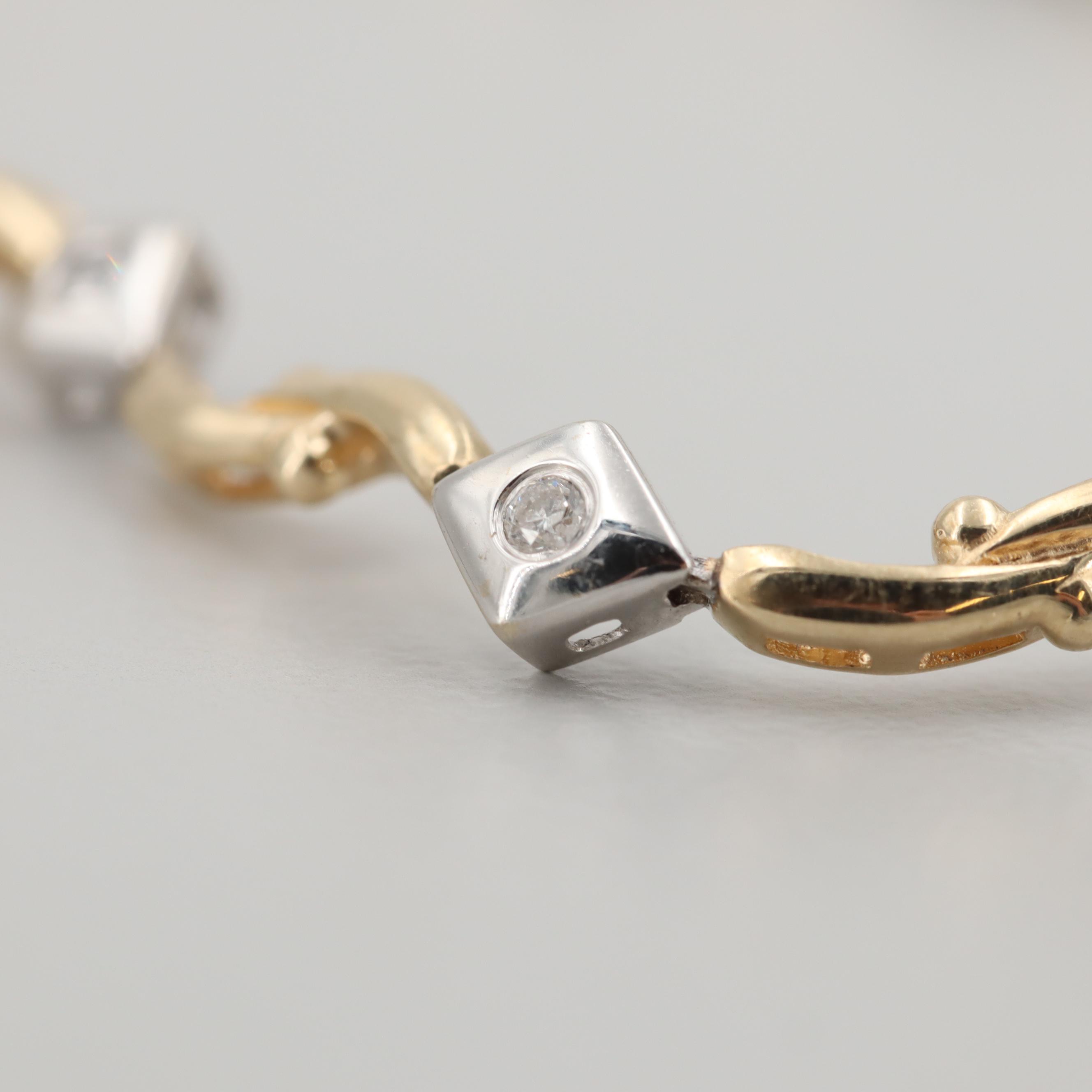 14K Yellow and White Gold Diamond Bracelet