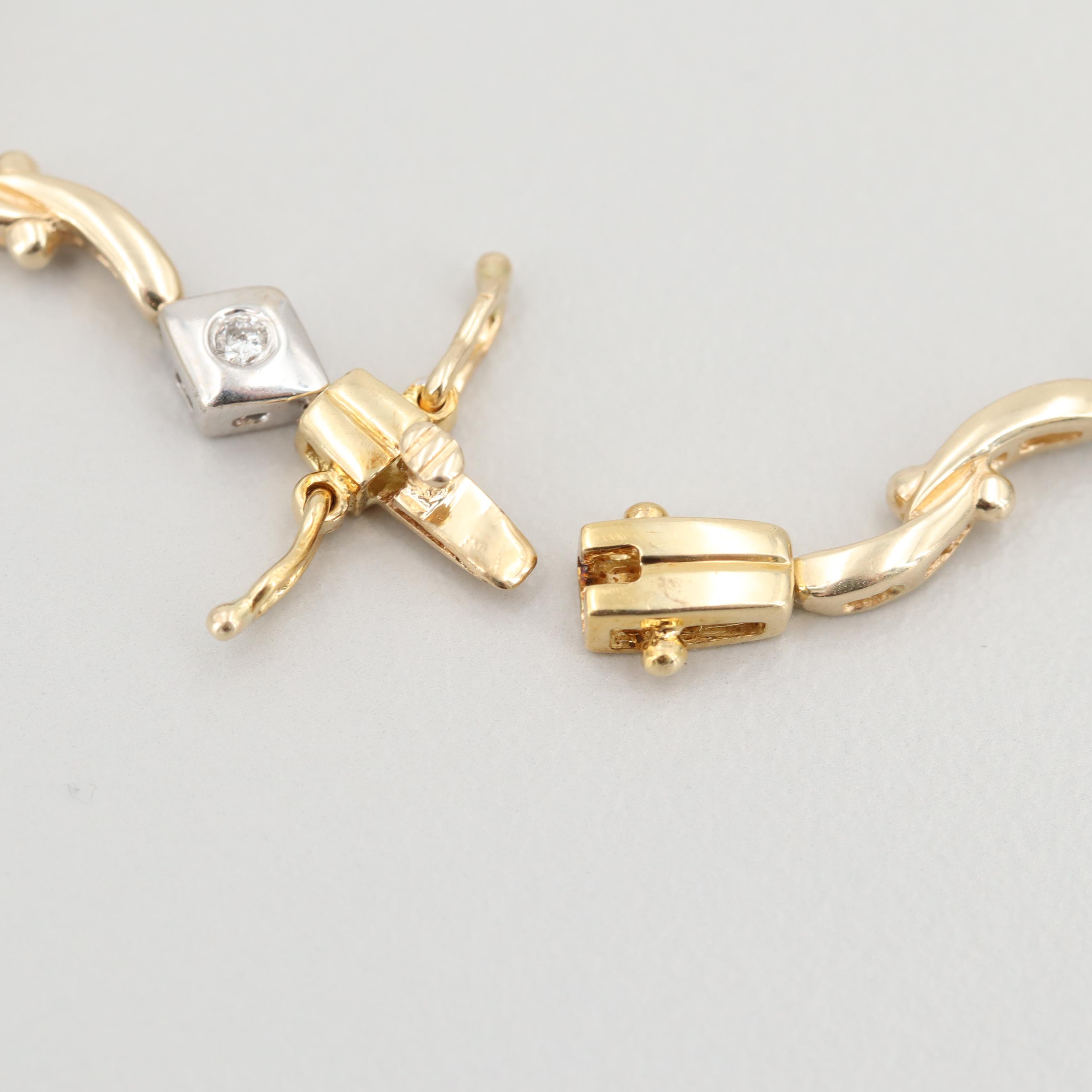 14K Yellow and White Gold Diamond Bracelet