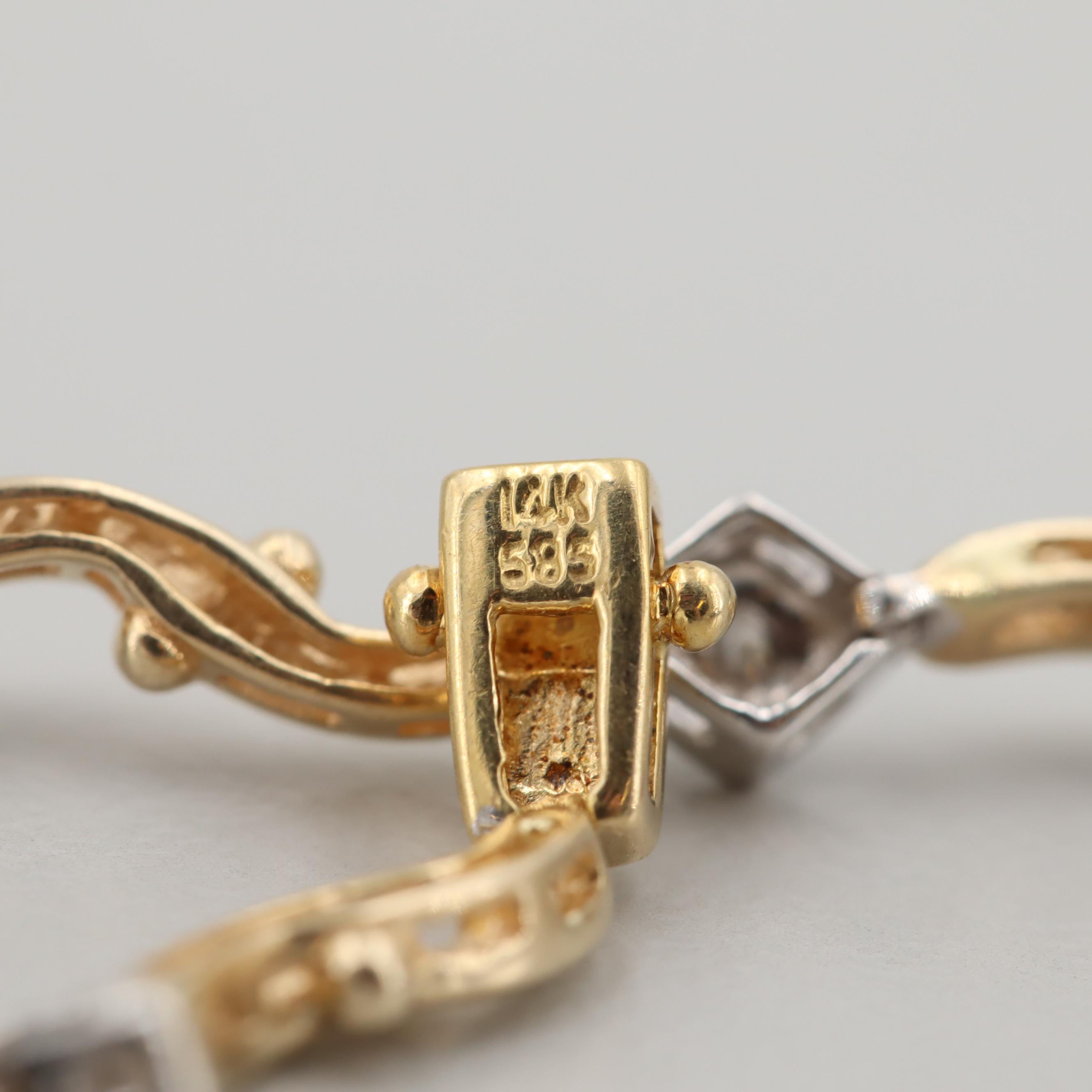 14K Yellow and White Gold Diamond Bracelet