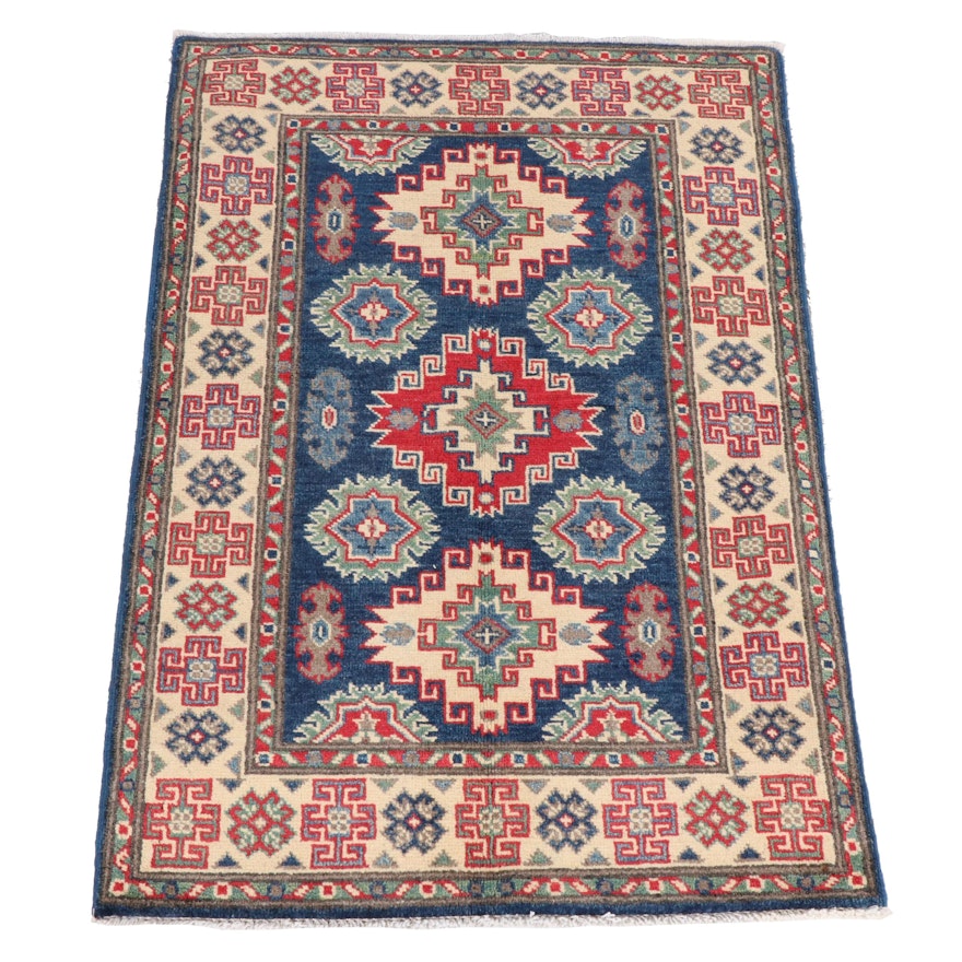 Hand-Knotted Pakistani Kazak Wool Rug