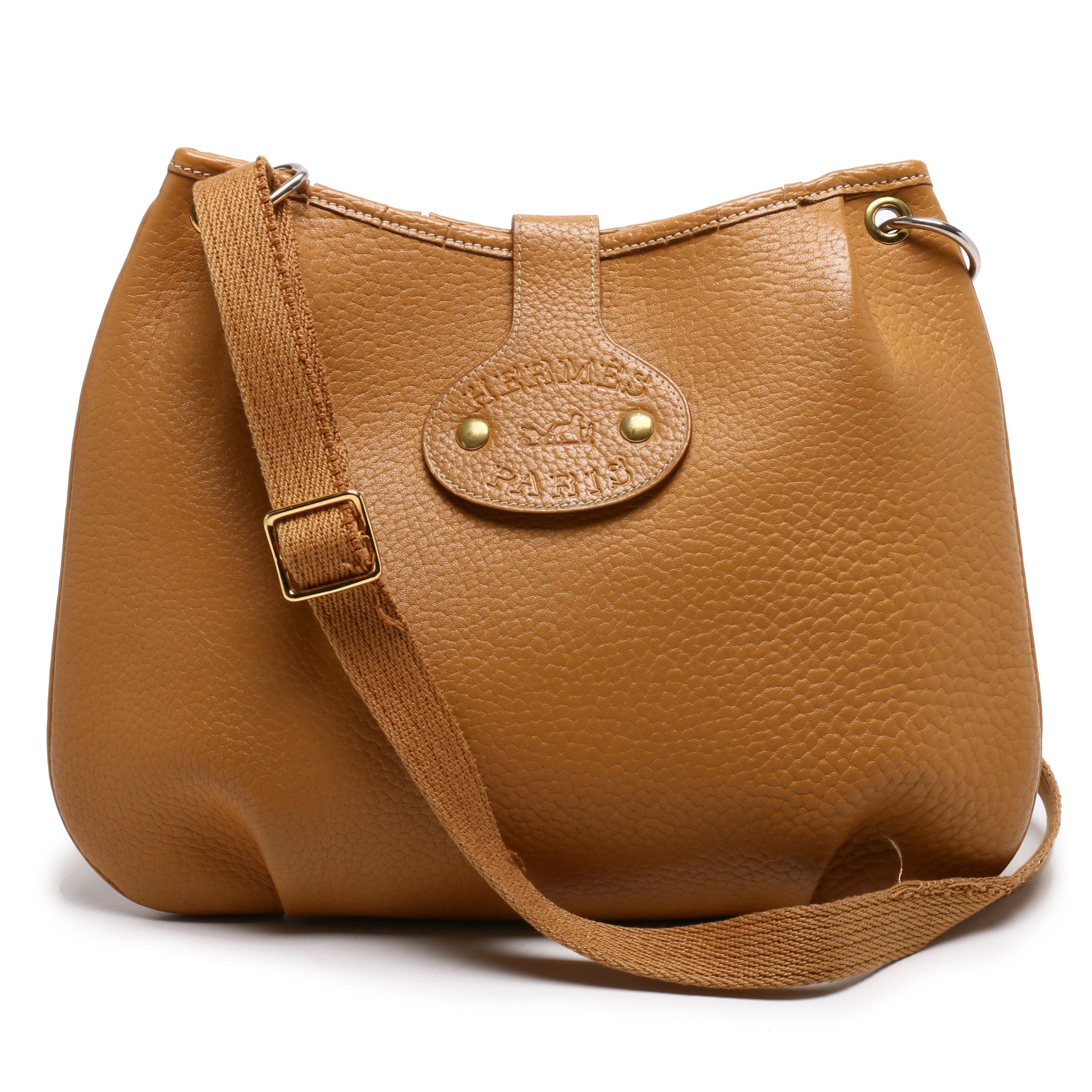 Hermès Paris Tan Clemence Leather Saddle Bag