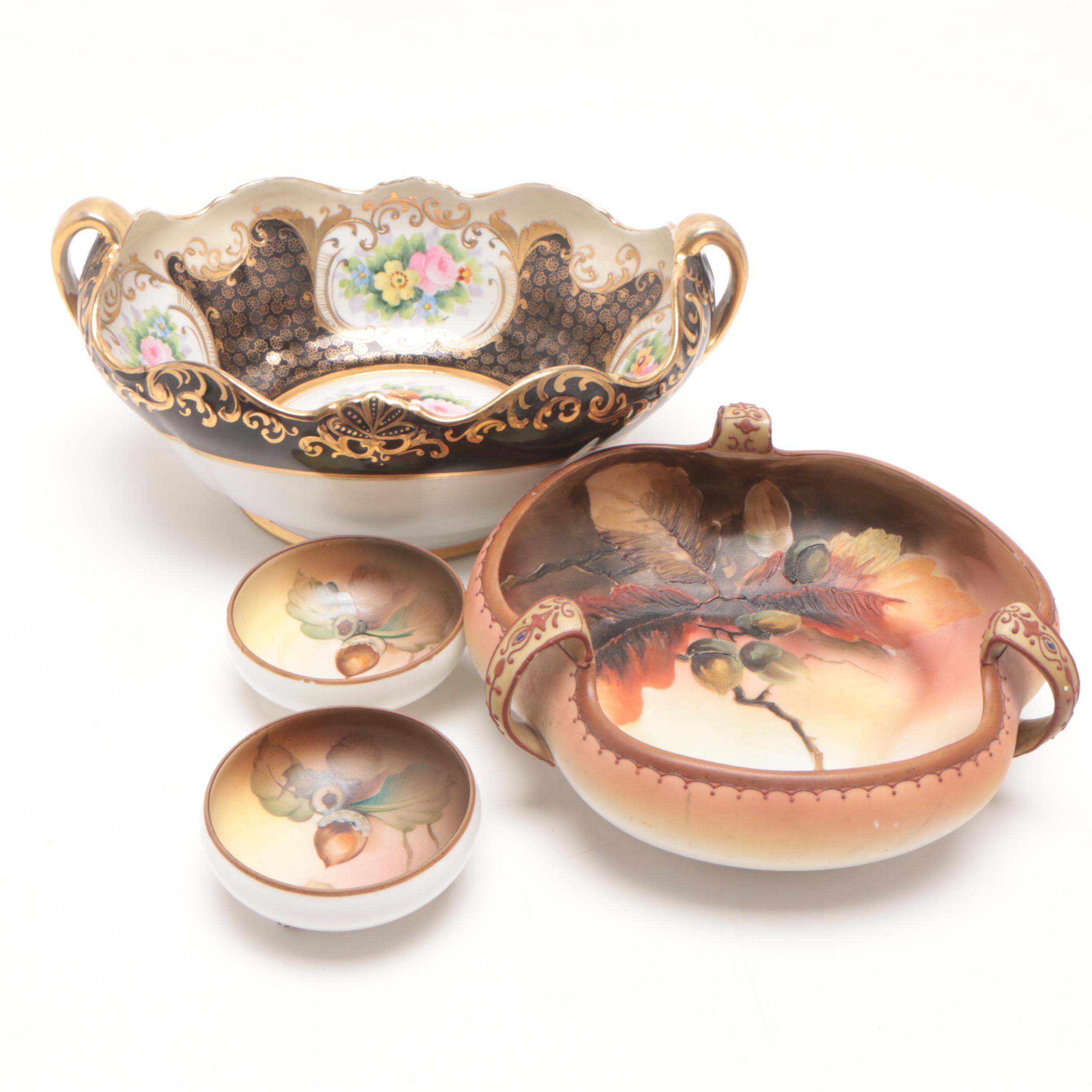 Noritake Hand-Painted Porcelain Candy and Nut Dishes, 1911-1921