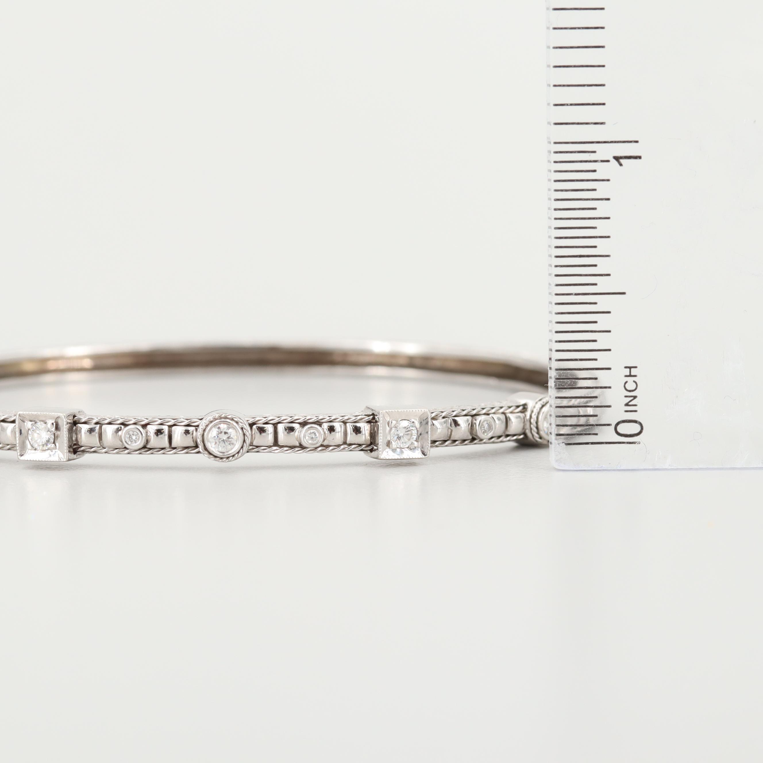 Penny Preville 18K White Gold Diamond Hinged Bangle Bracelet