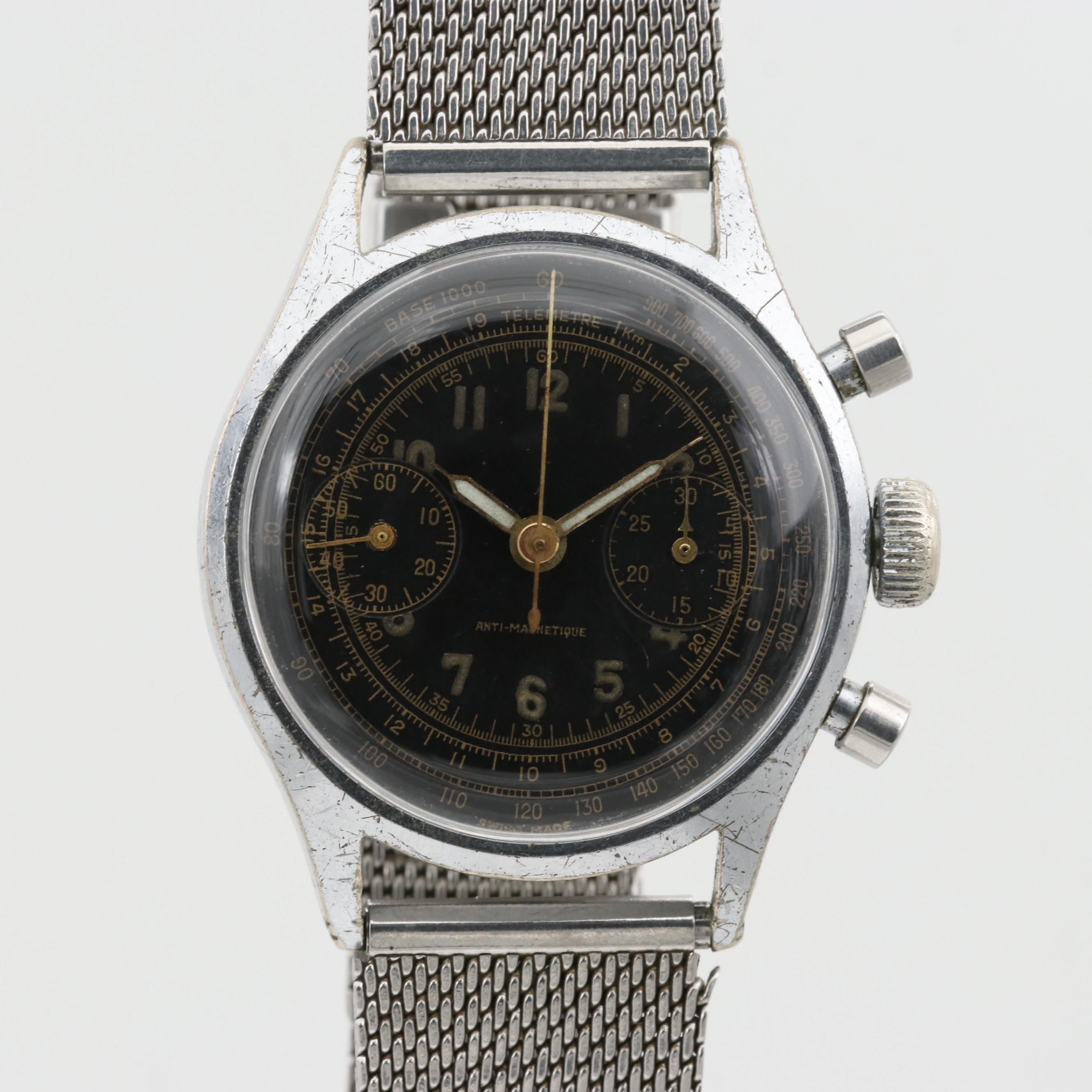 Vintage Swiss Made Stem Wind Chronograph Watch
