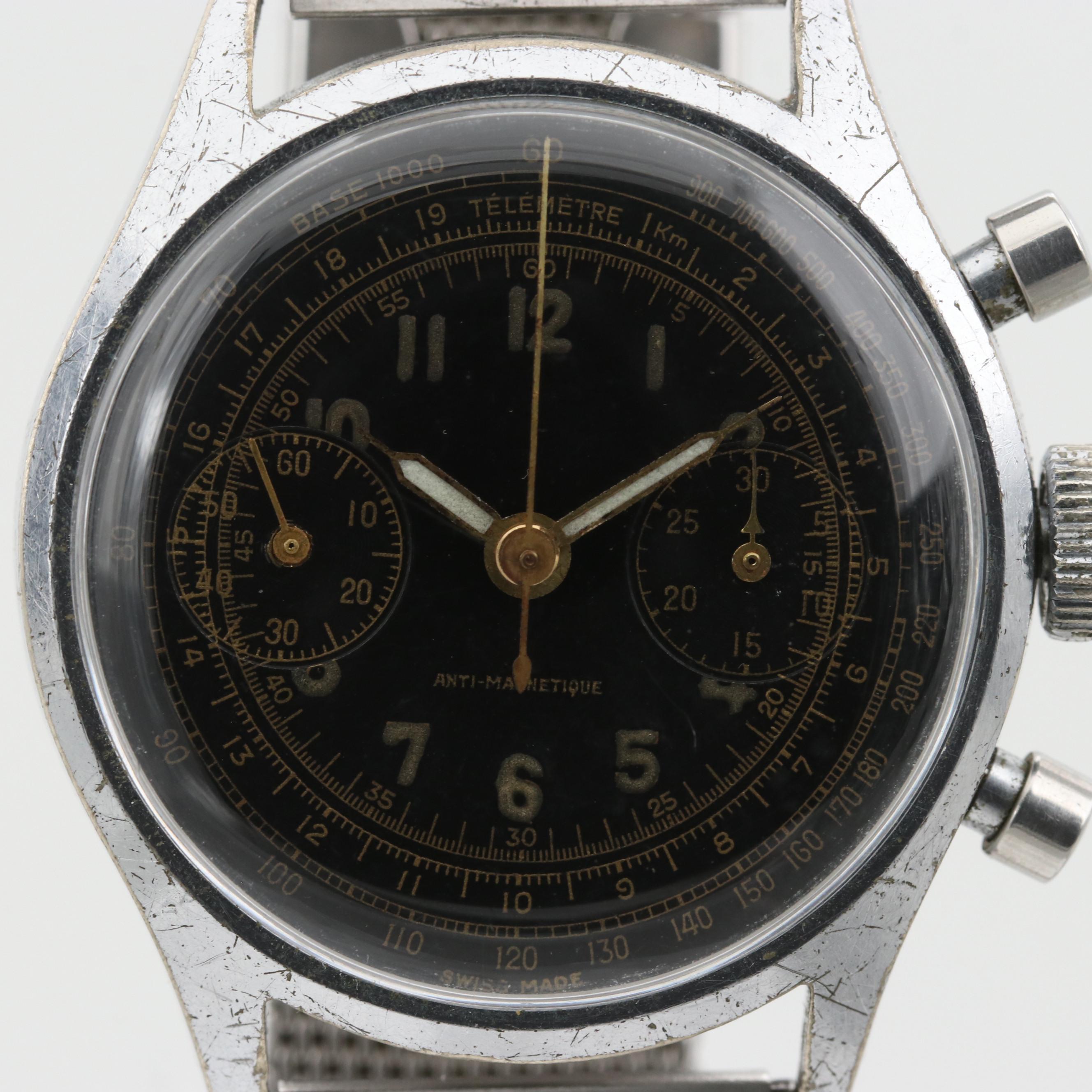 Vintage Swiss Made Stem Wind Chronograph Watch
