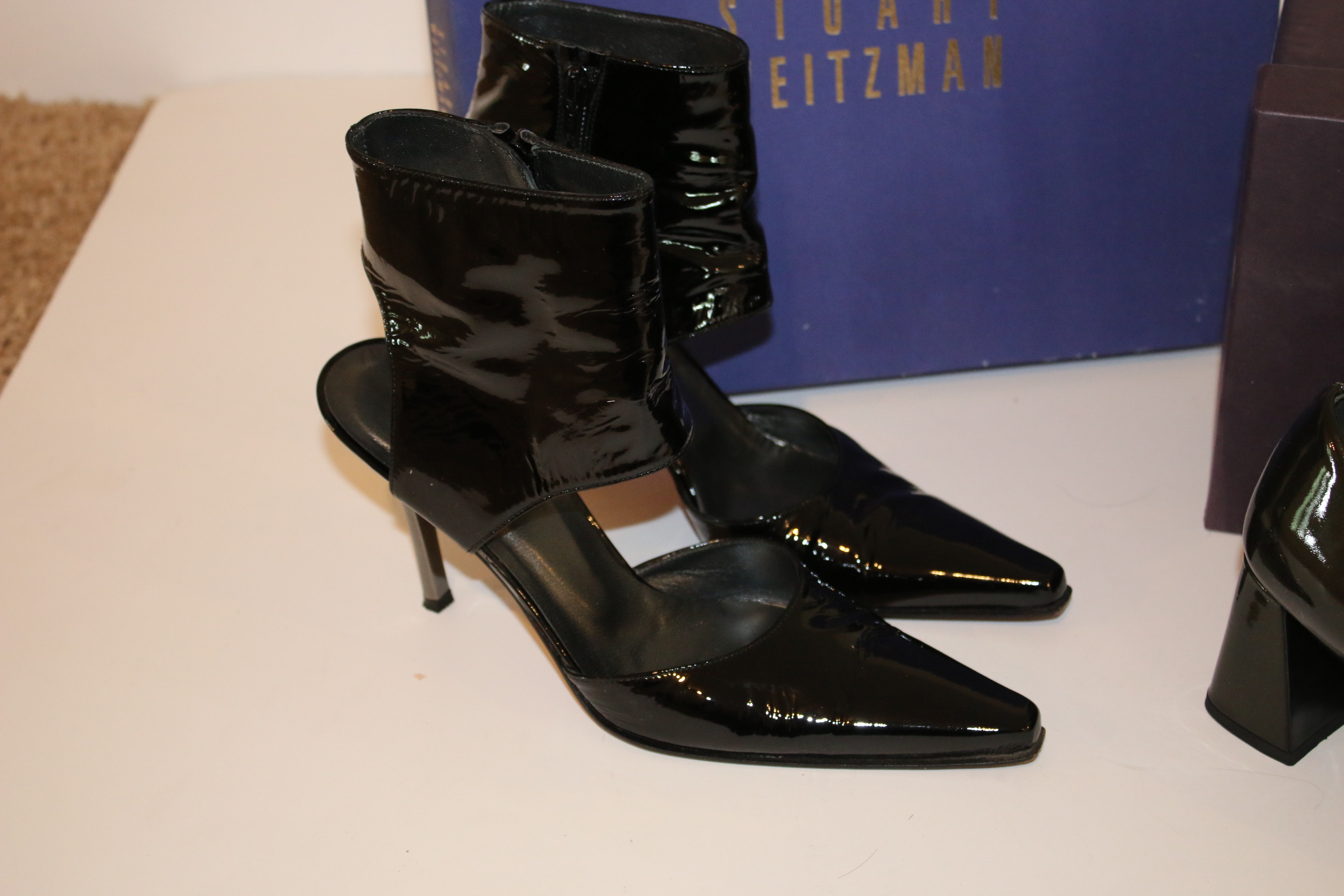 Prada Black Patent Square Toe Pumps and Stuart Weitzman High-Heels