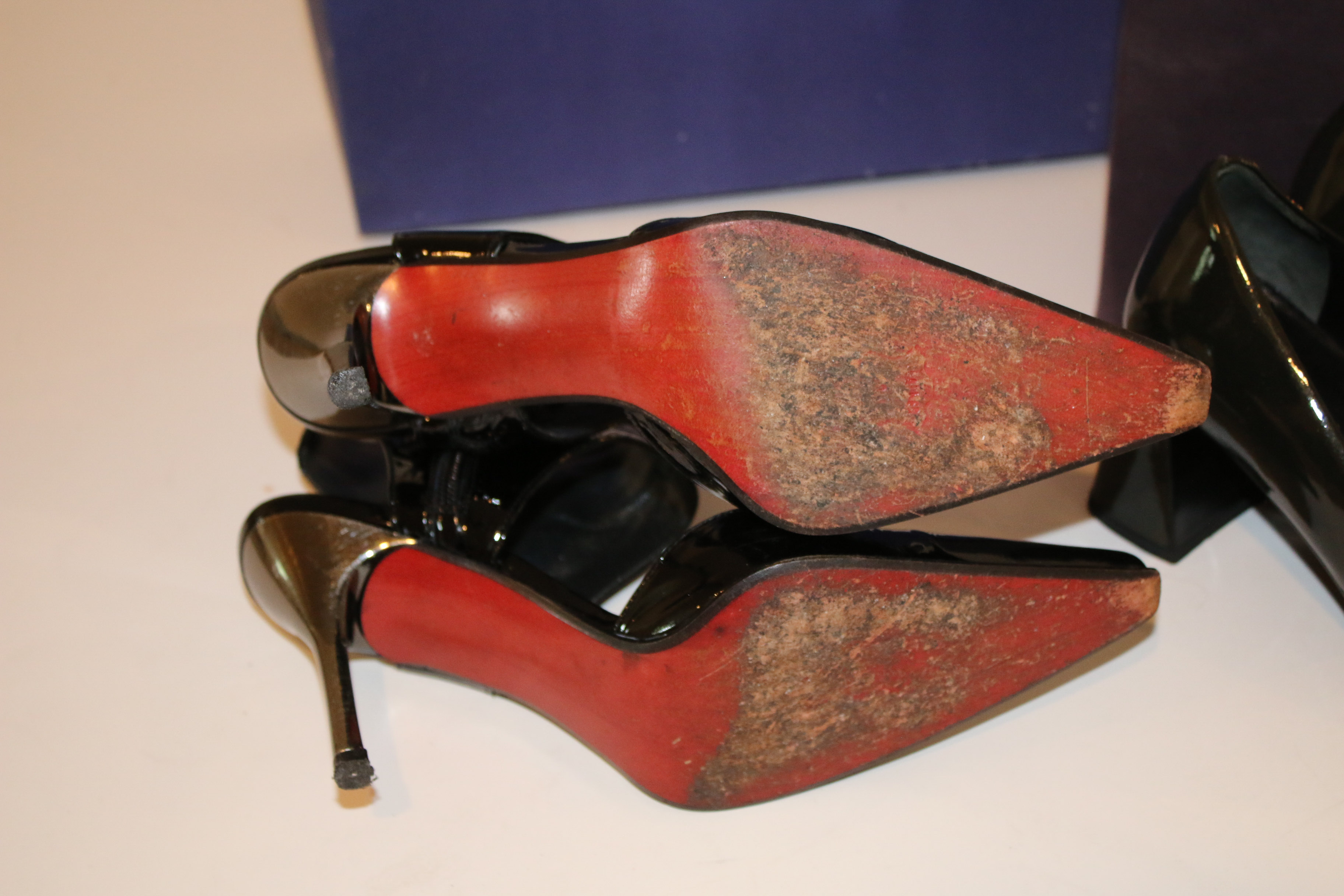 Prada Black Patent Square Toe Pumps and Stuart Weitzman High-Heels