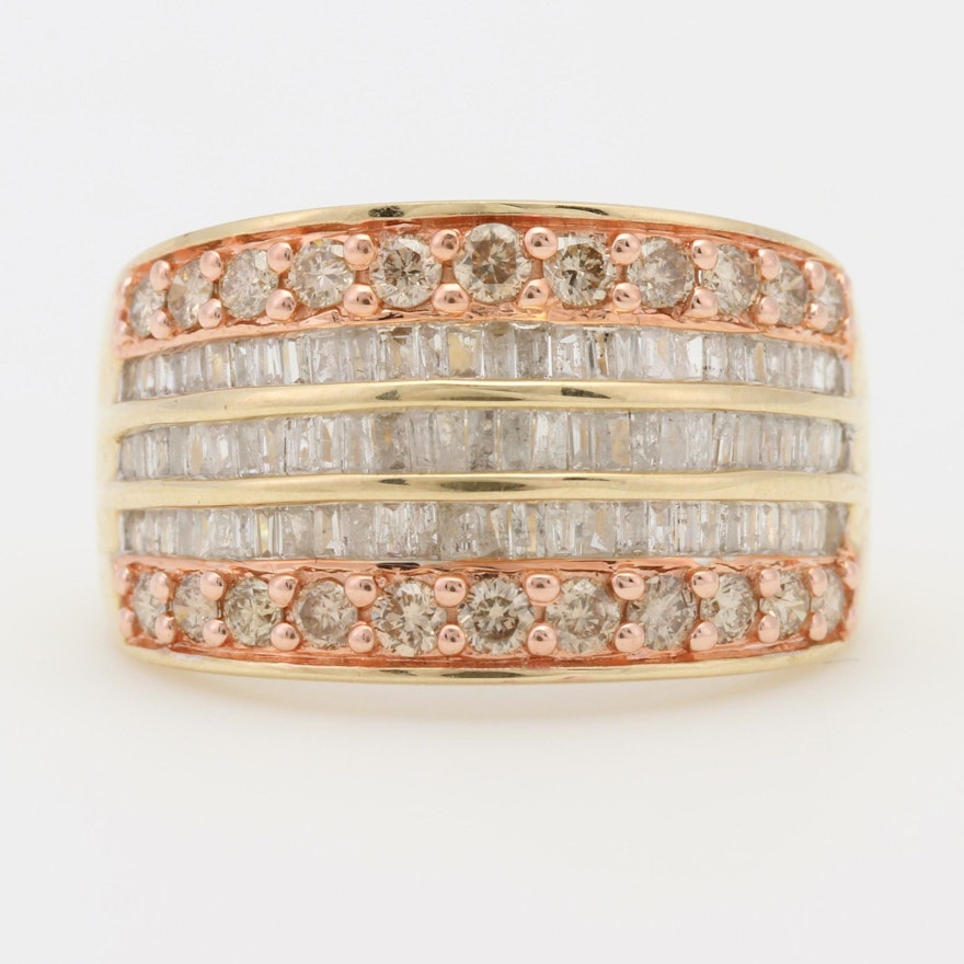 14K Yellow and Rose Gold Diamond Ring