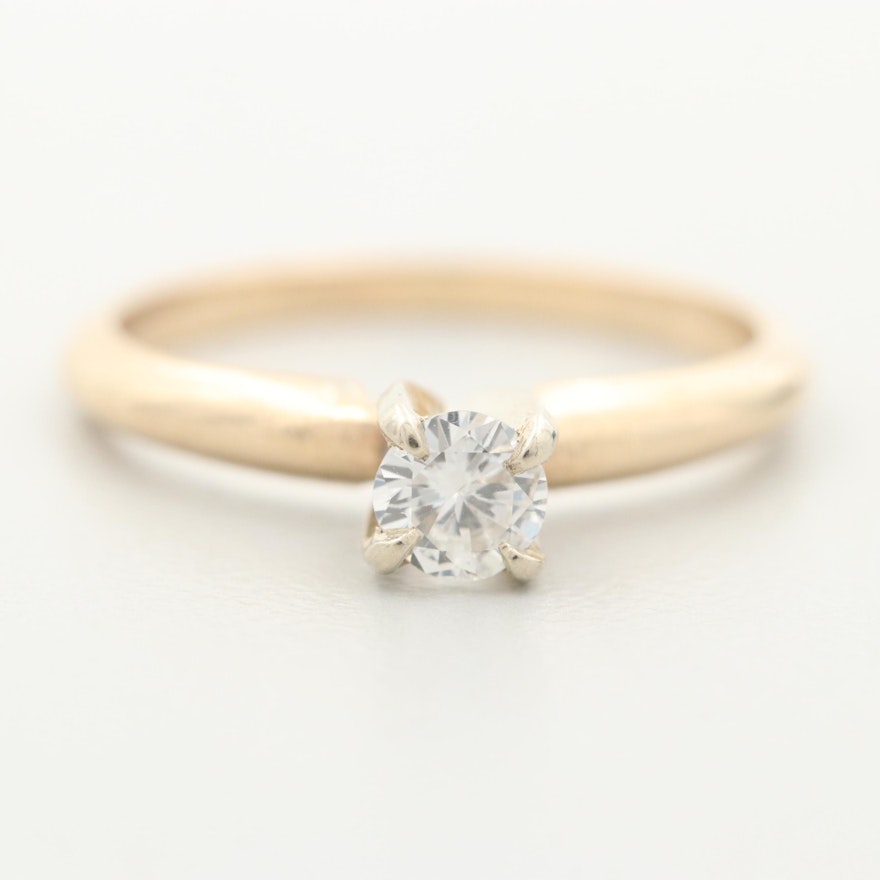 14K Yellow Gold Diamond Solitaire Ring