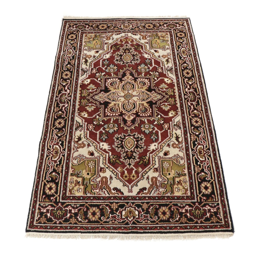 Hand-Knotted indo-Persian Heriz Wool Rug