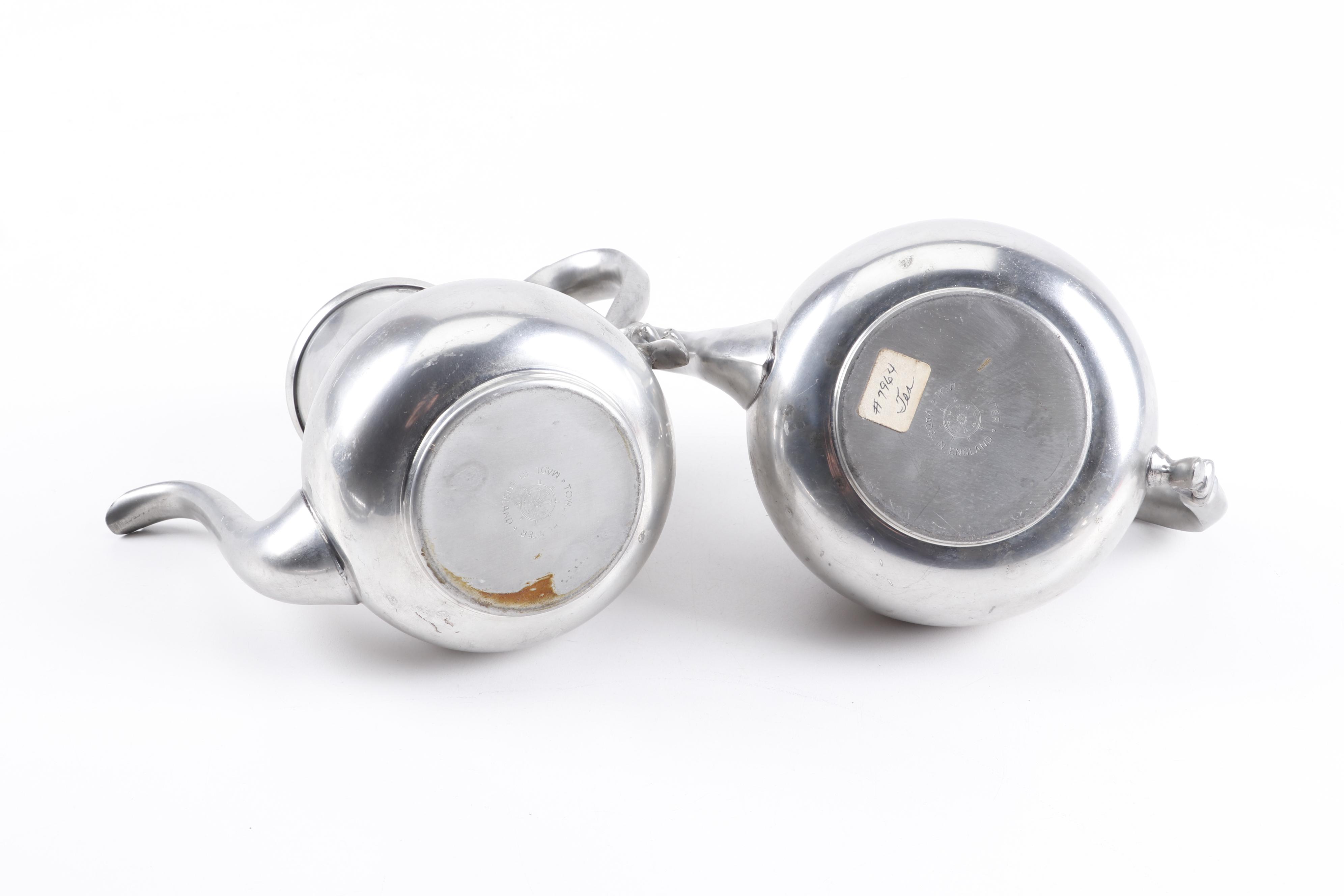 Towle Pewter Tea Set with Wilton Columbia Service Tray