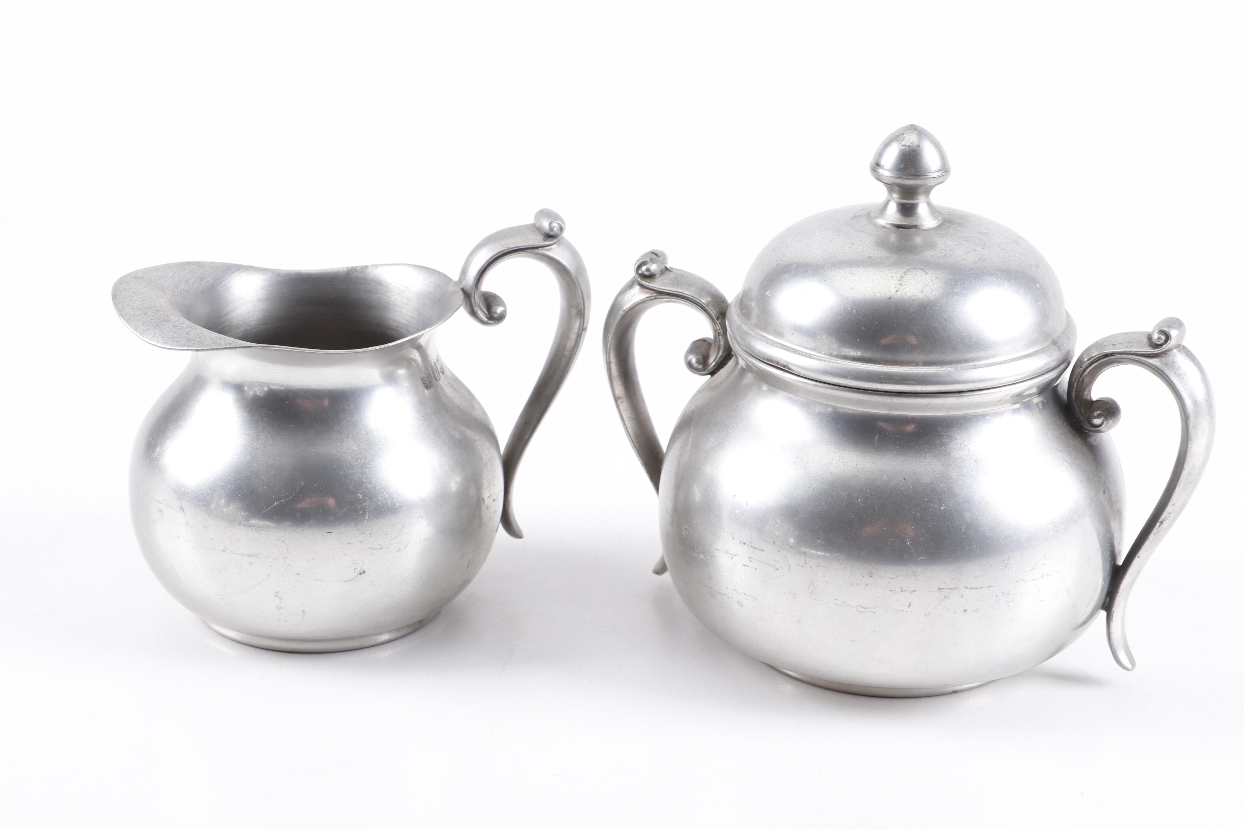 Towle Pewter Tea Set with Wilton Columbia Service Tray